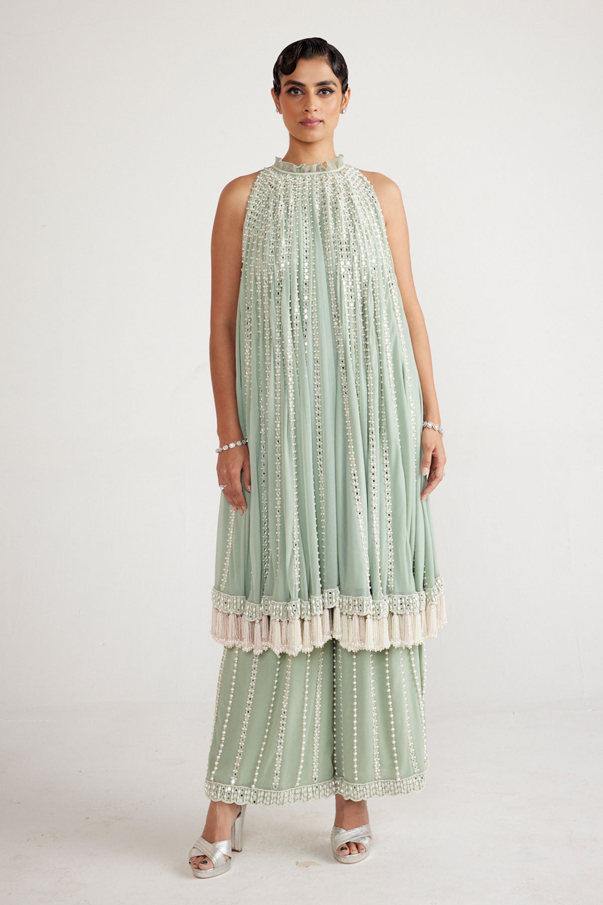 Powder Mint Green Chandelier Drop Kurta Set