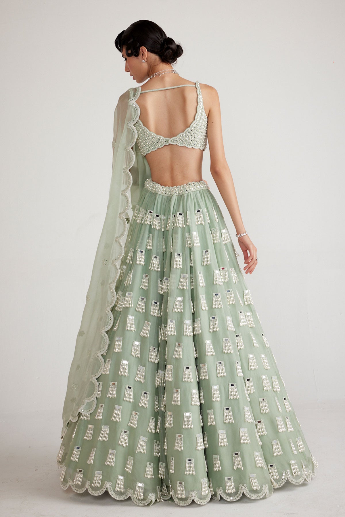 Powder Mint Green Chandelier Drop Lehenga Set