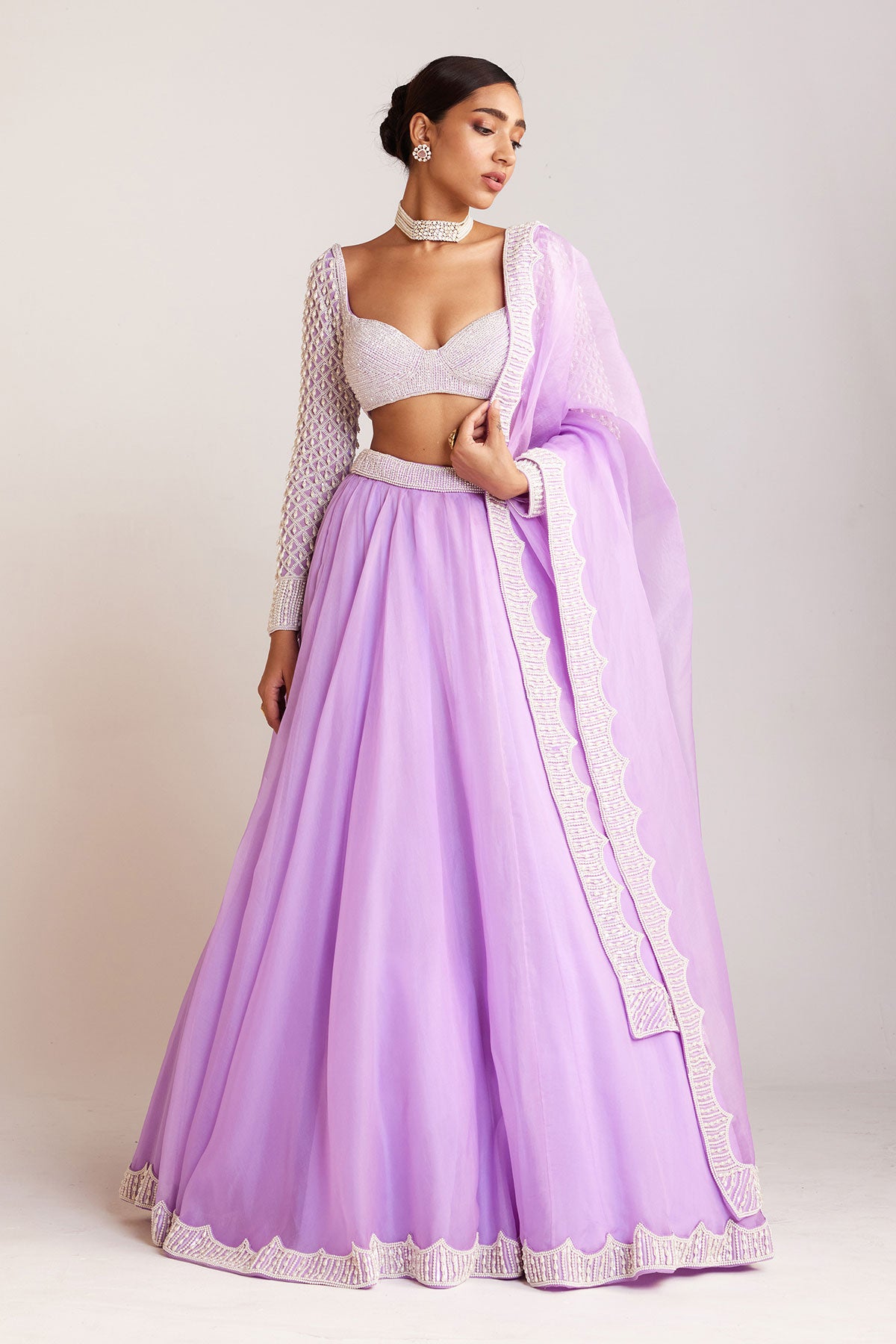 Lilac Organza Lehenga Set