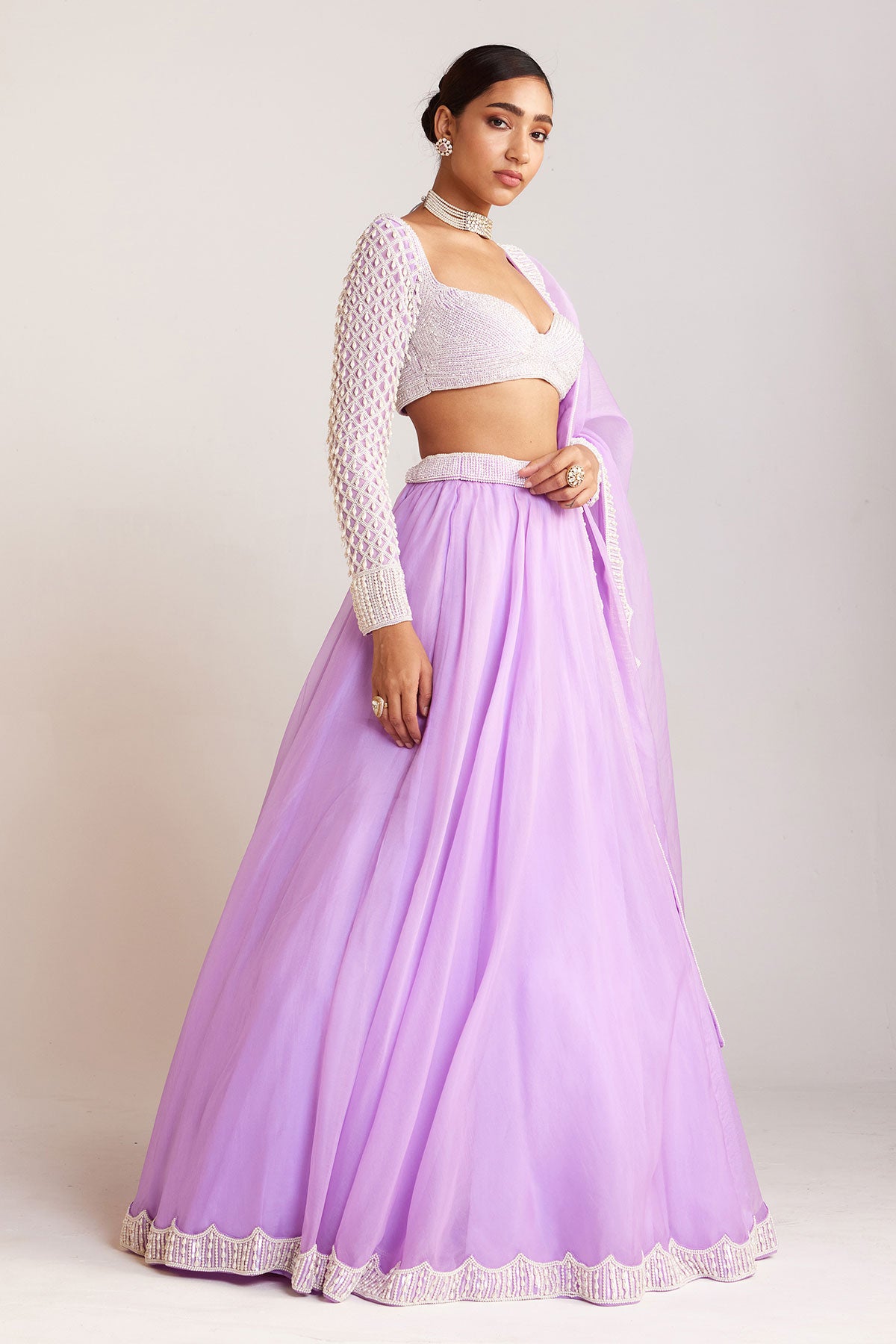 Lilac Organza Lehenga Set