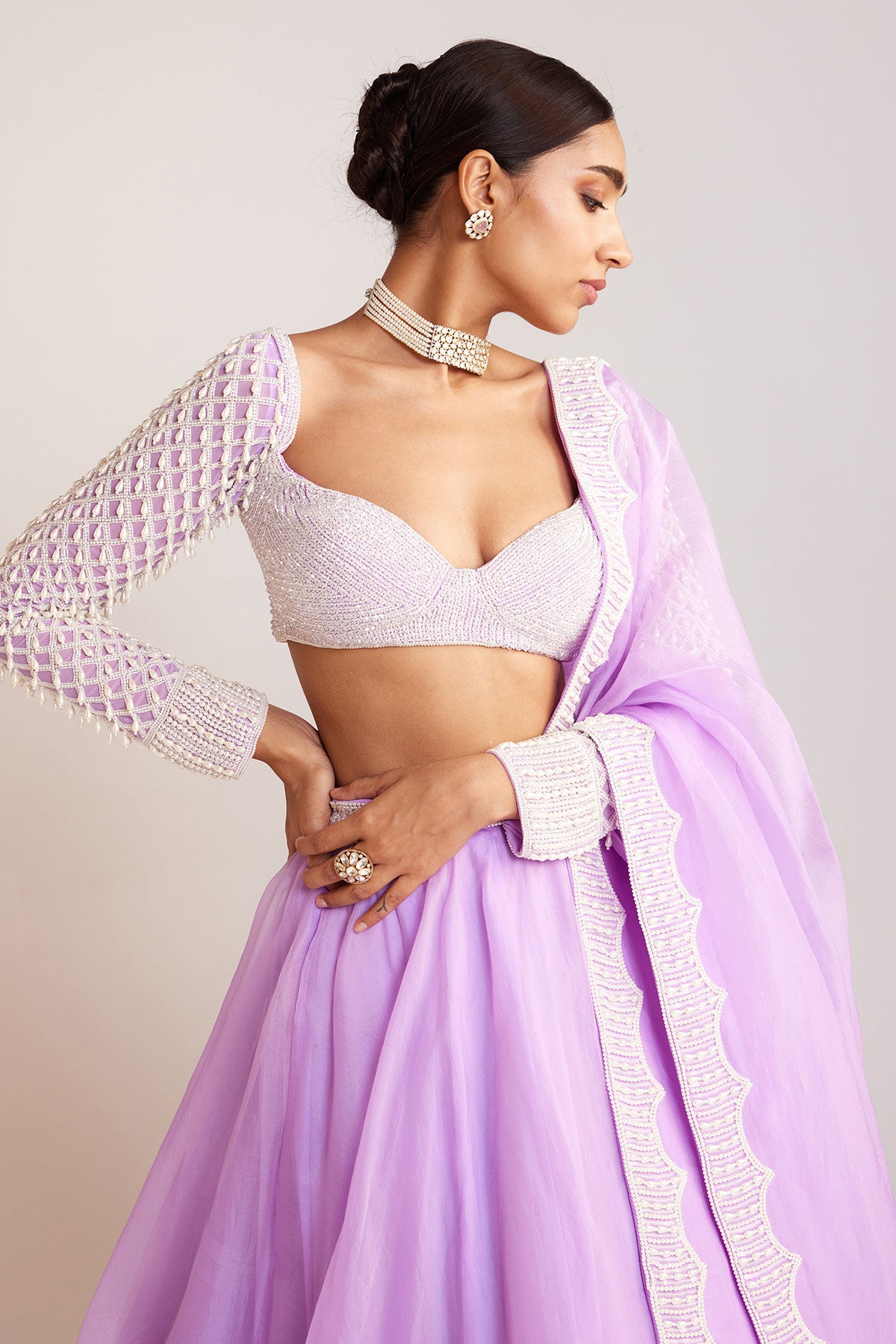Lilac Organza Lehenga Set