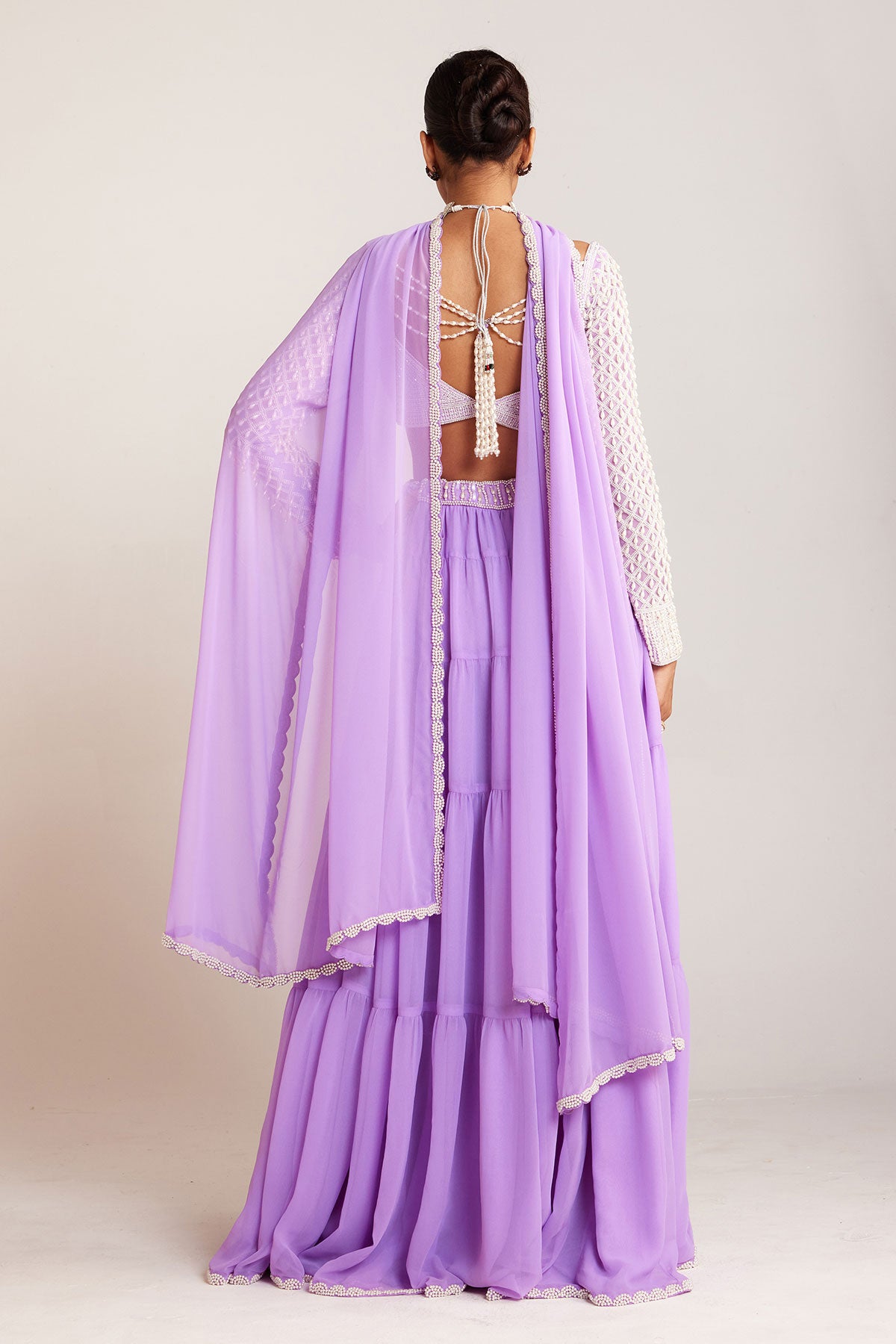 Lilac Pearl Drop Sharara Set