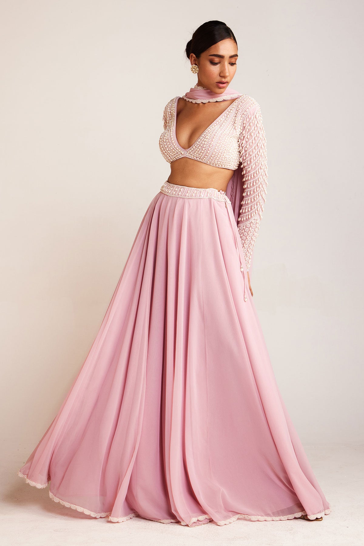 Powder Pink Lehenga Pant Set