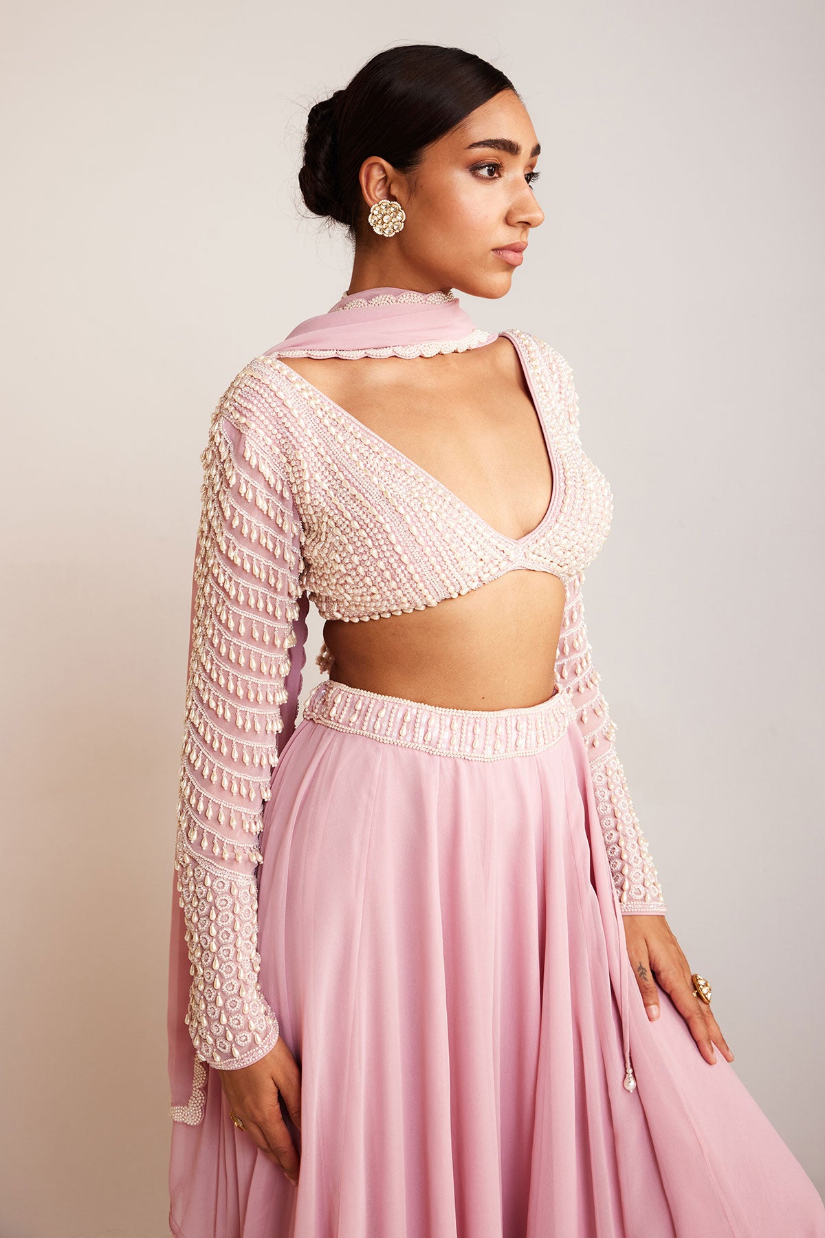 Powder Pink Lehenga Pant Set