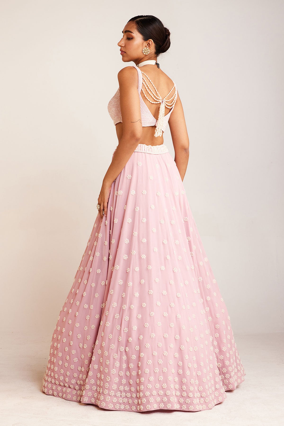 Powder Pink Flower Lehenga Set