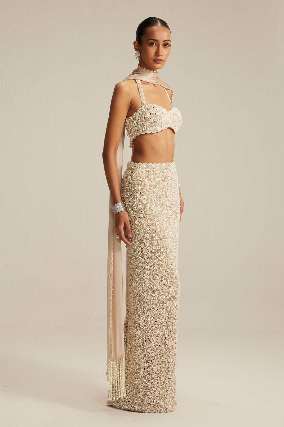 Light Beige Pencil Skirt