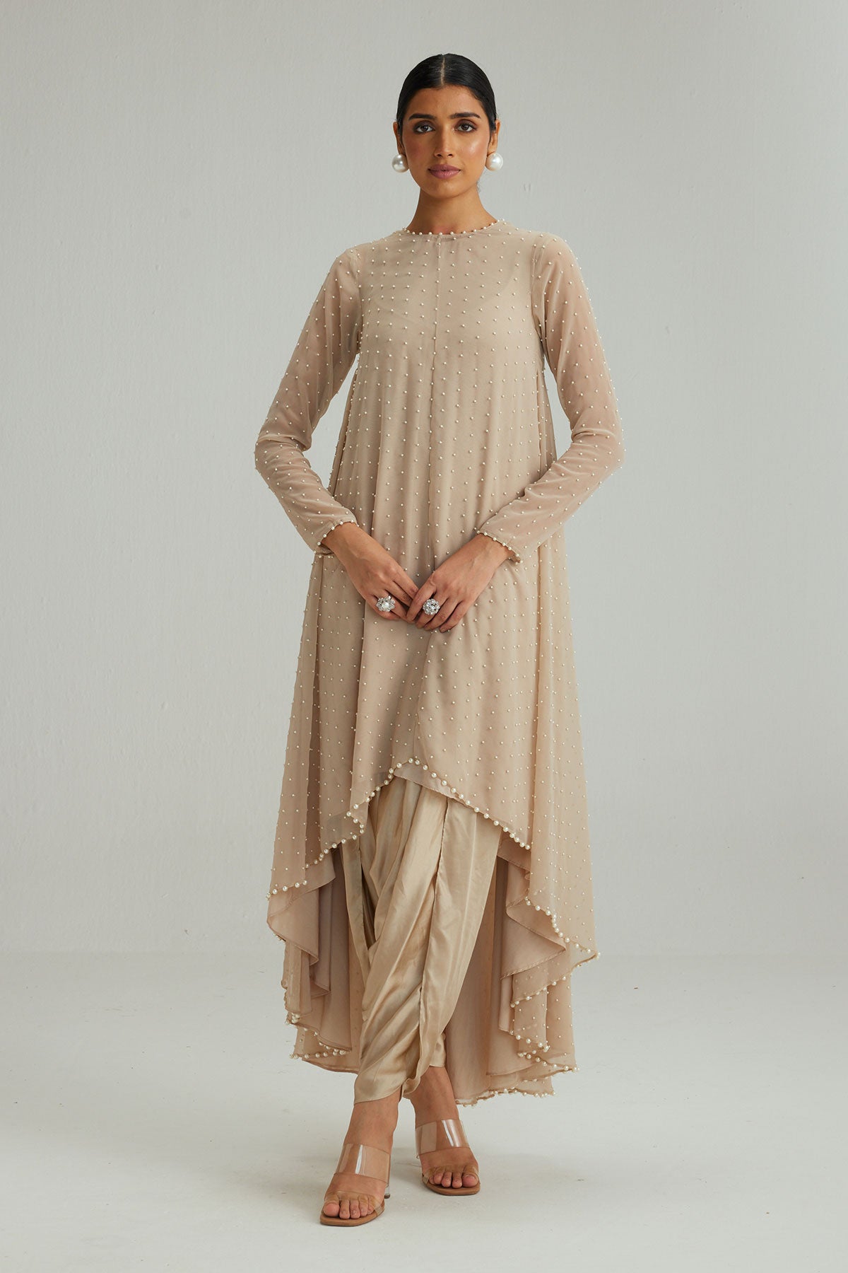 Light Beige pearl Kurta Set