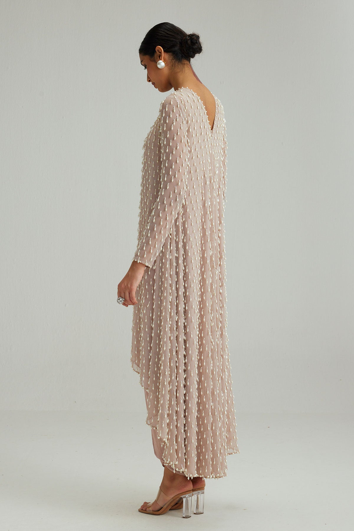 Ash Pink Pearl Drop Kurta set