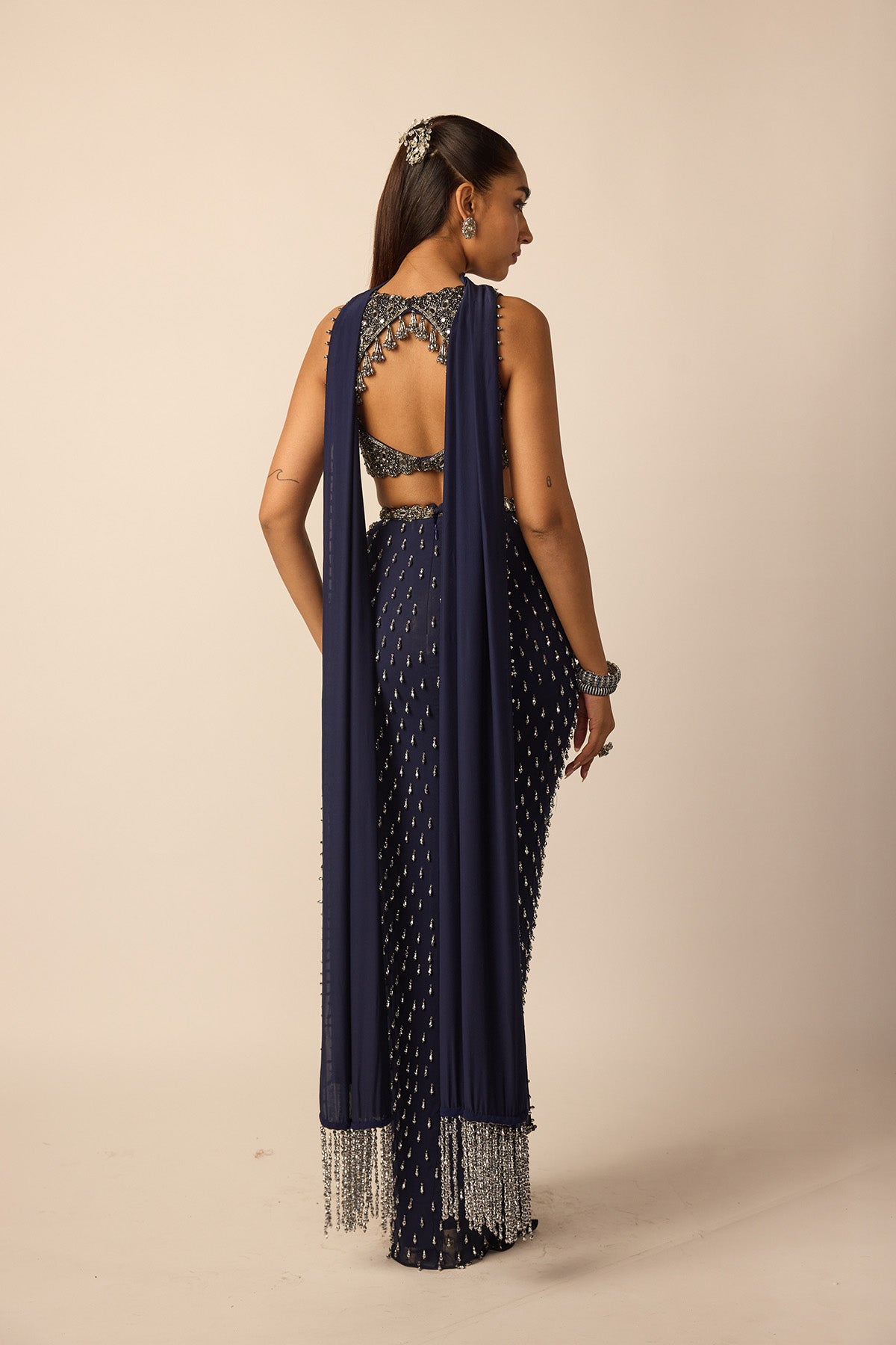 Deep Blue Single Drop Draped Skirt