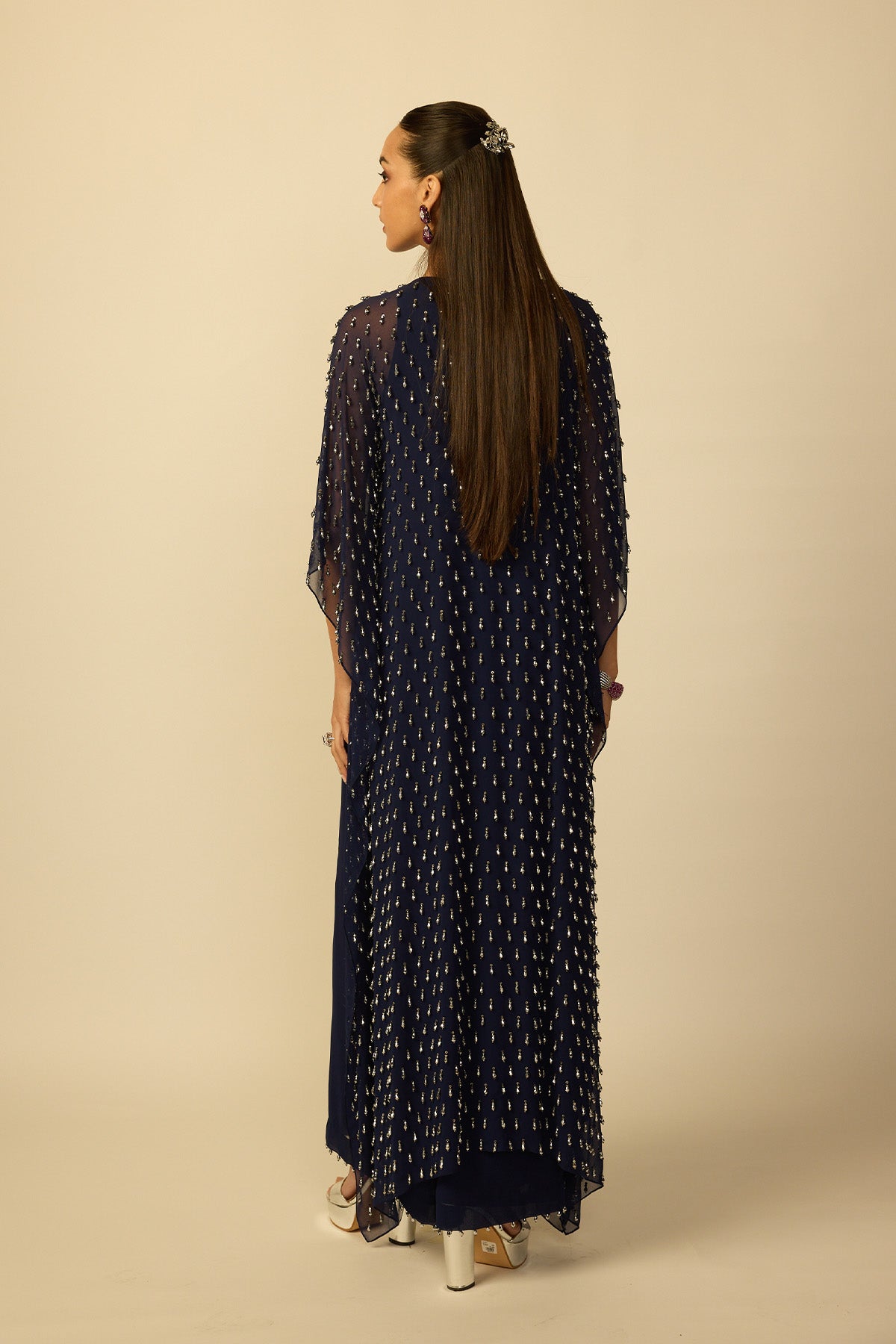 Deep Blue Silver Drop Kaftan