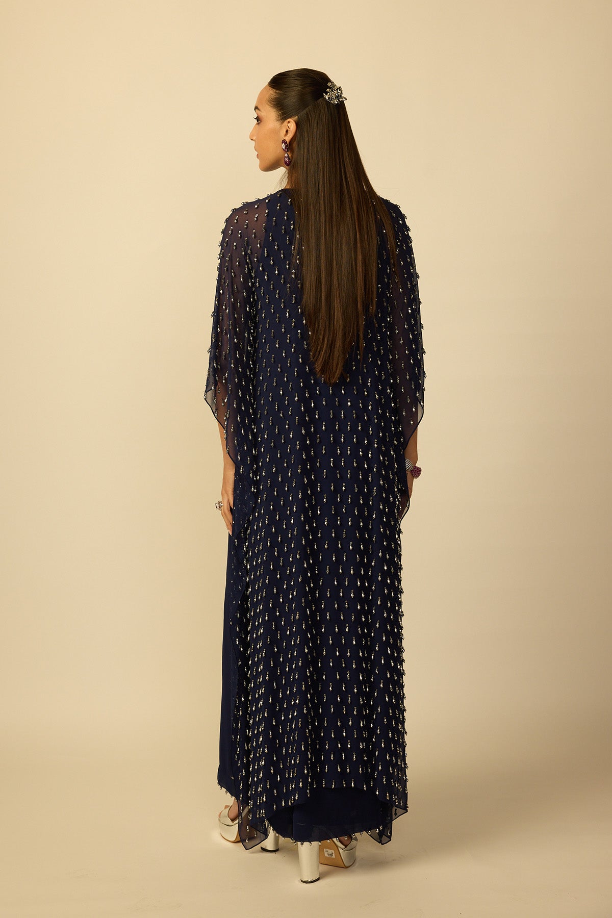 Deep Blue Silver Drop Kaftan