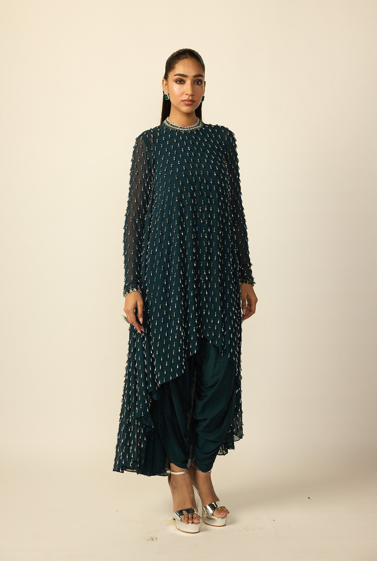 Dark Teal Drop Kurta Set