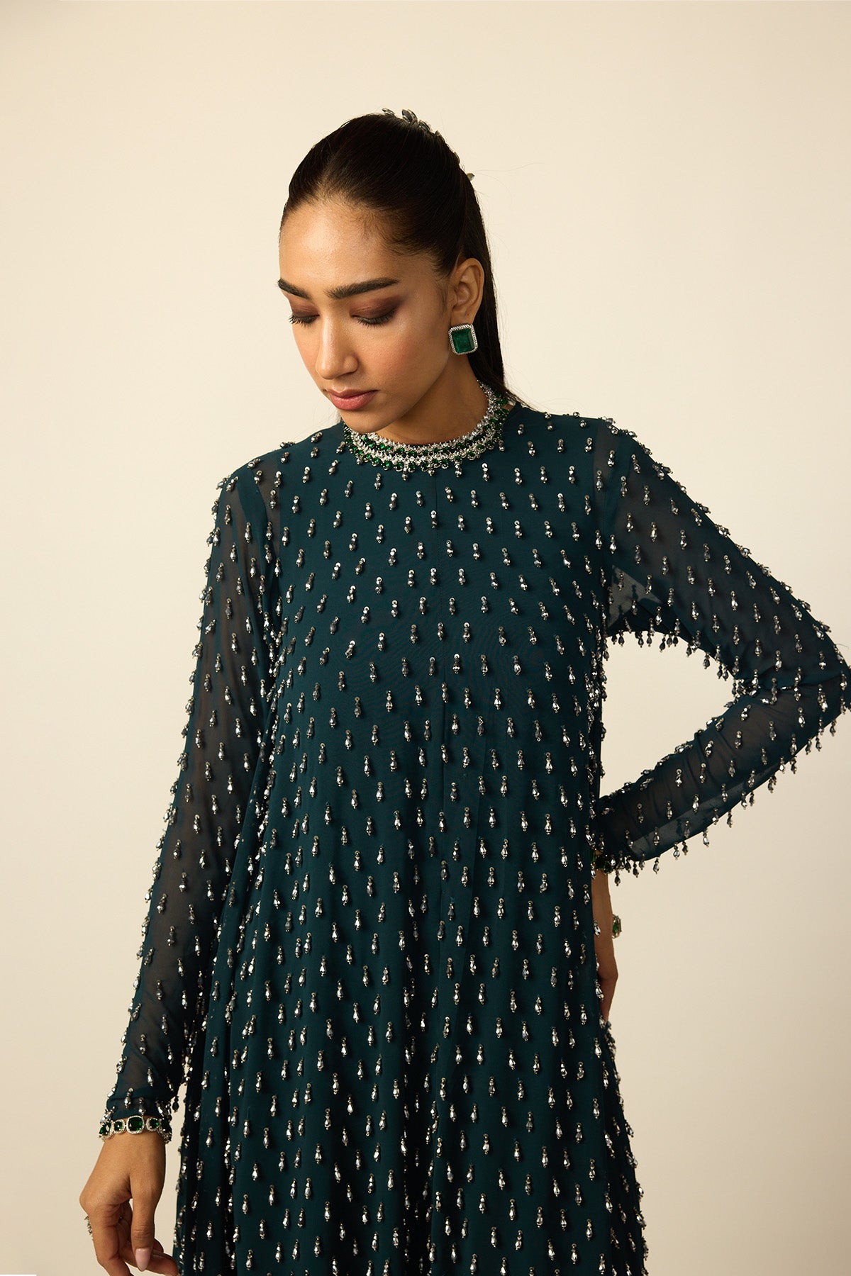 Dark Teal Drop Kurta Set