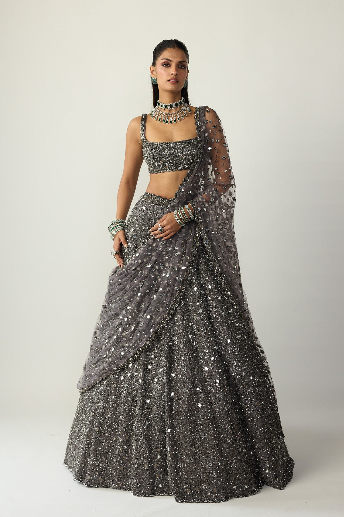 Metallic Grey Lehenga Set