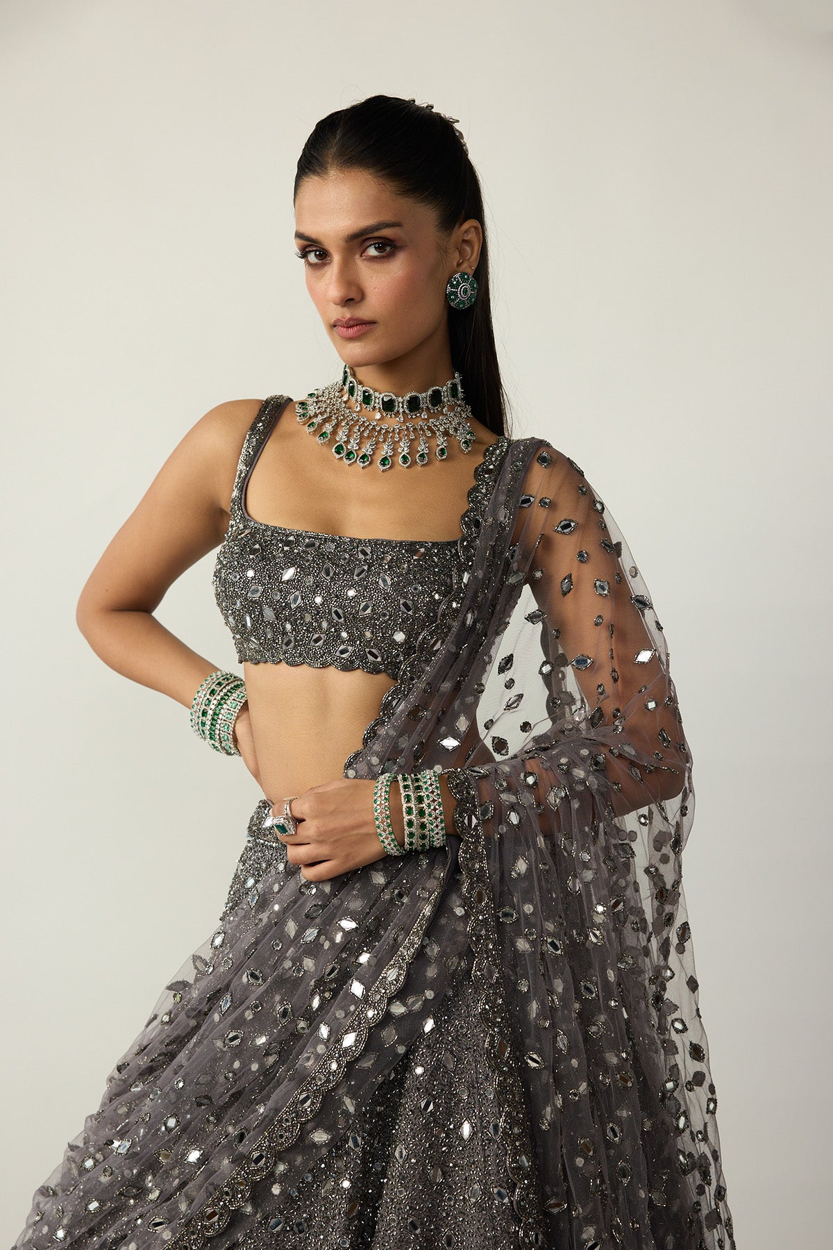 Metallic Grey Lehenga Set