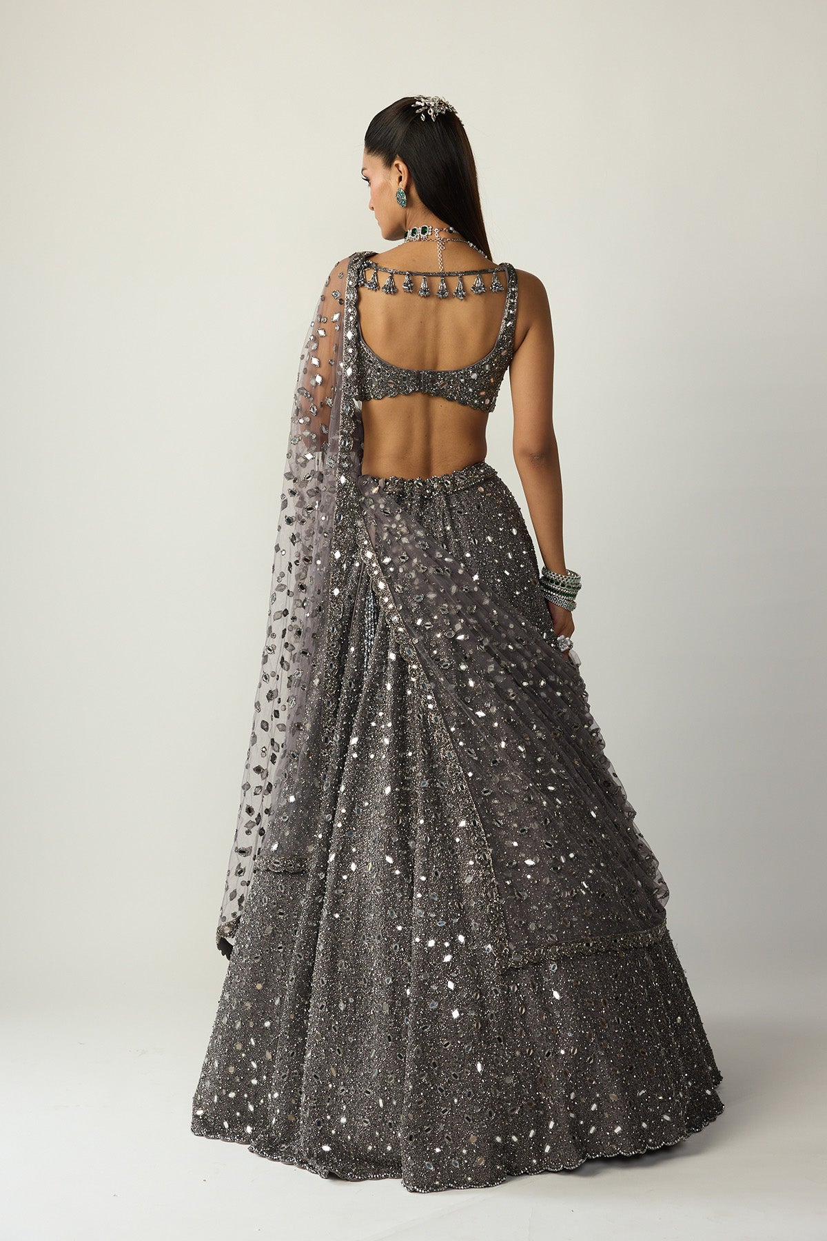 Metallic Grey Lehenga Set