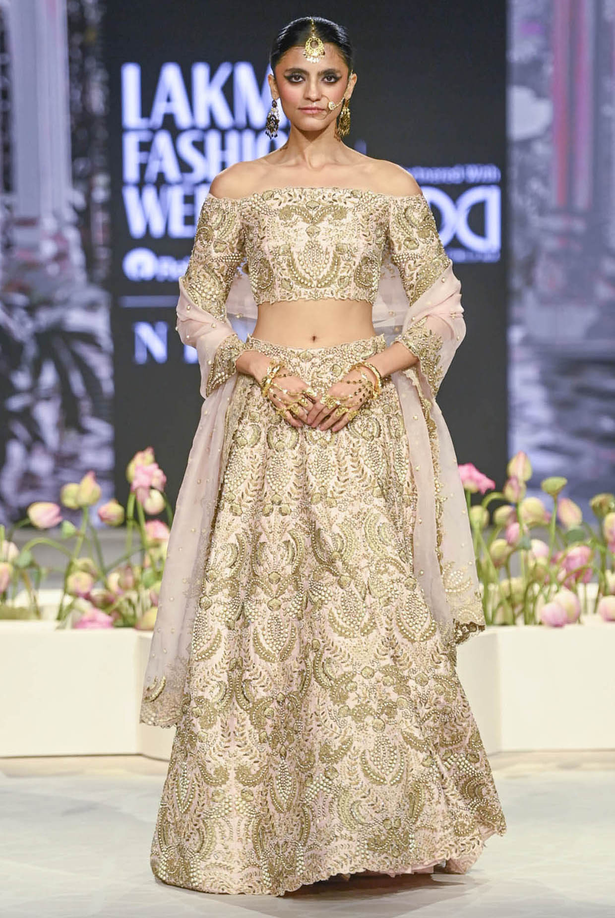 Aida Blush Embroidered Choli And Lehenga With Embroidered Dupatta