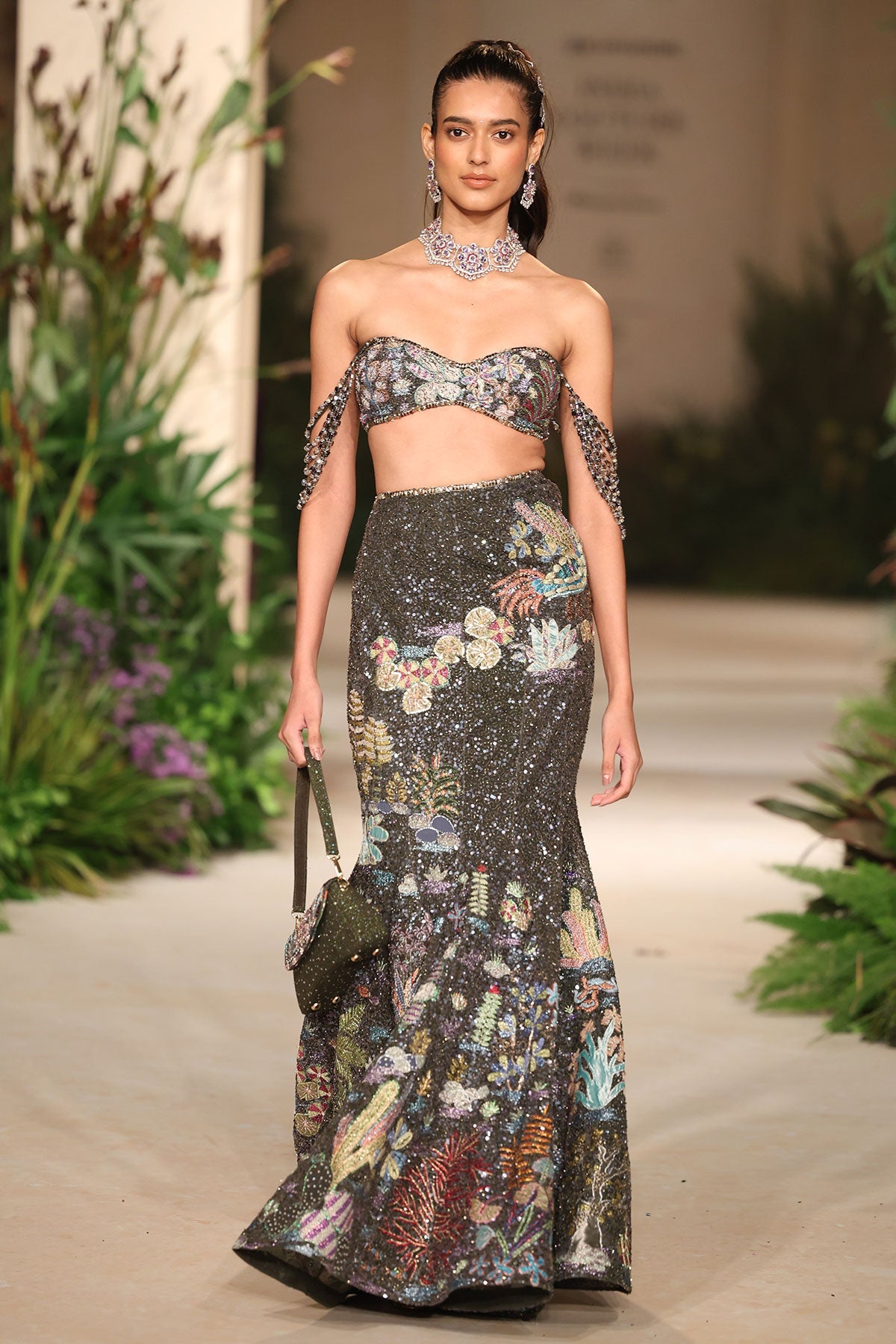 Wildelise - Gunmetal Tulle Lehenga - Ready To Ship