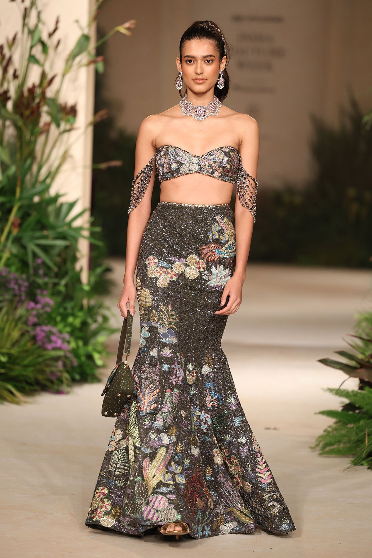 Wildelise - Gunmetal Tulle Lehenga - Ready To Ship