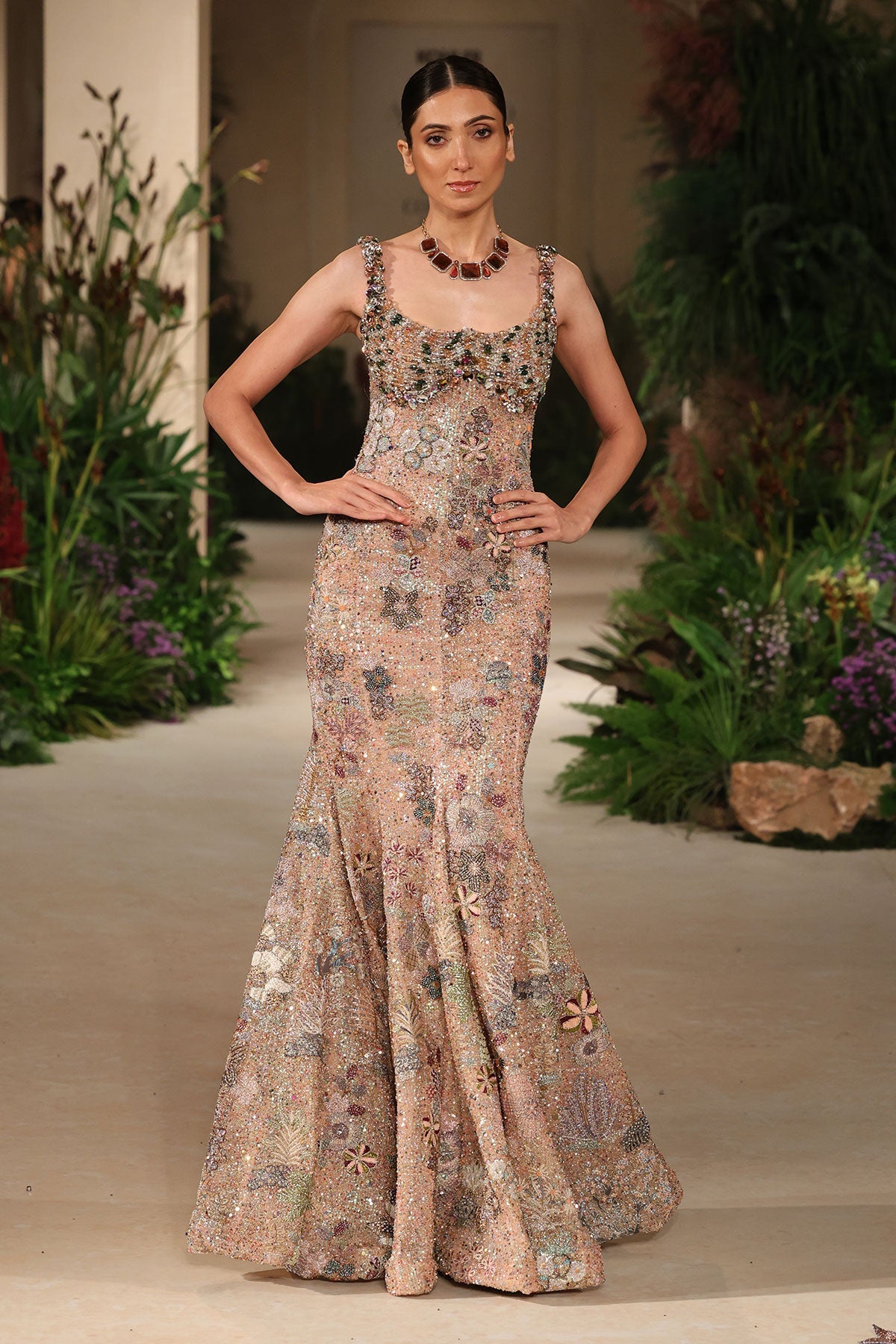 Emberglow - peach tulle gown