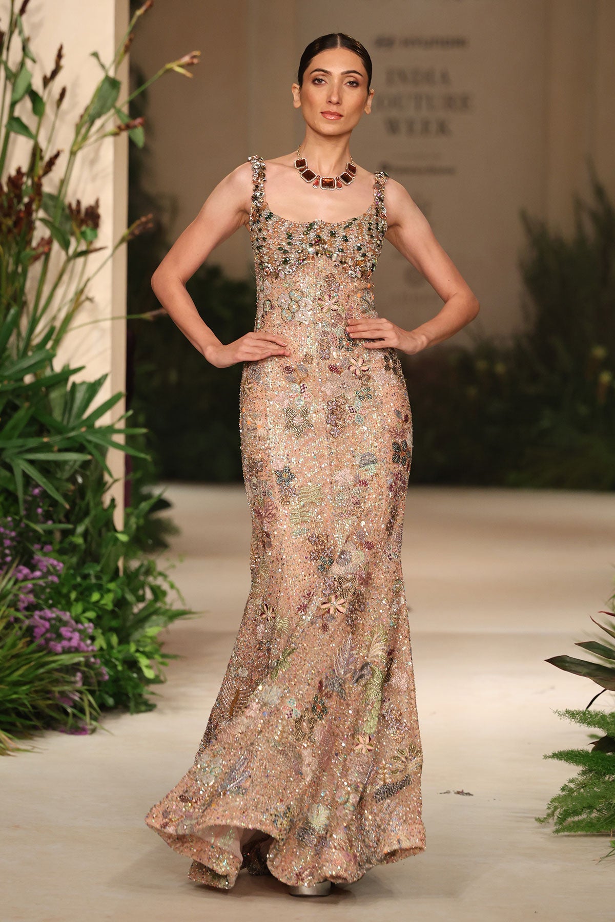 Emberglow - peach tulle gown