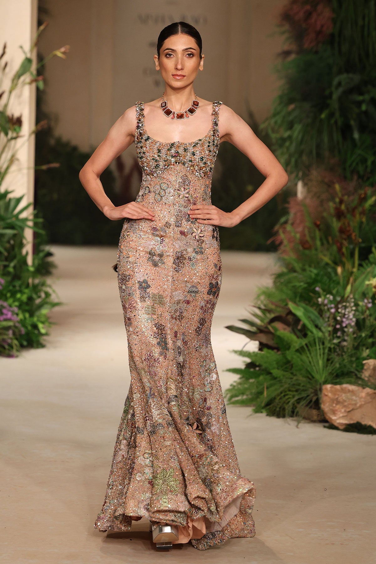 Emberglow - peach tulle gown