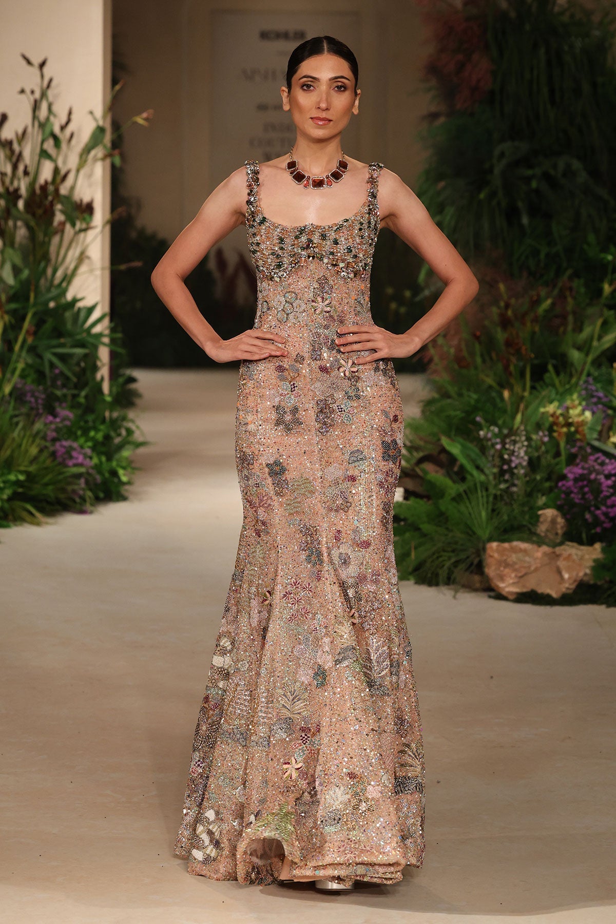 Emberglow - peach tulle gown
