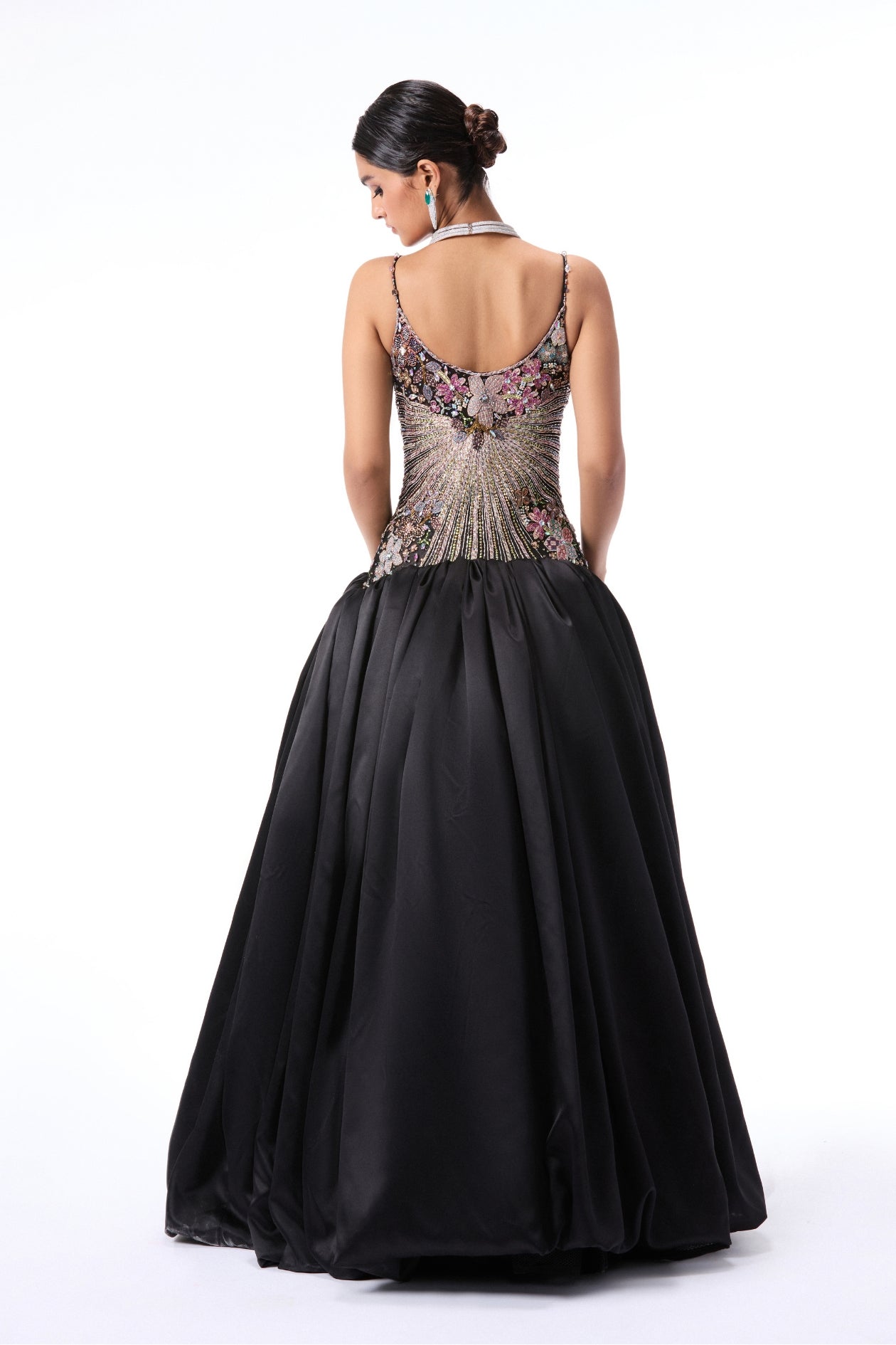 Sanya Malhotra In Sunflair - Black Taffeta Satin Gown - Ready To Ship