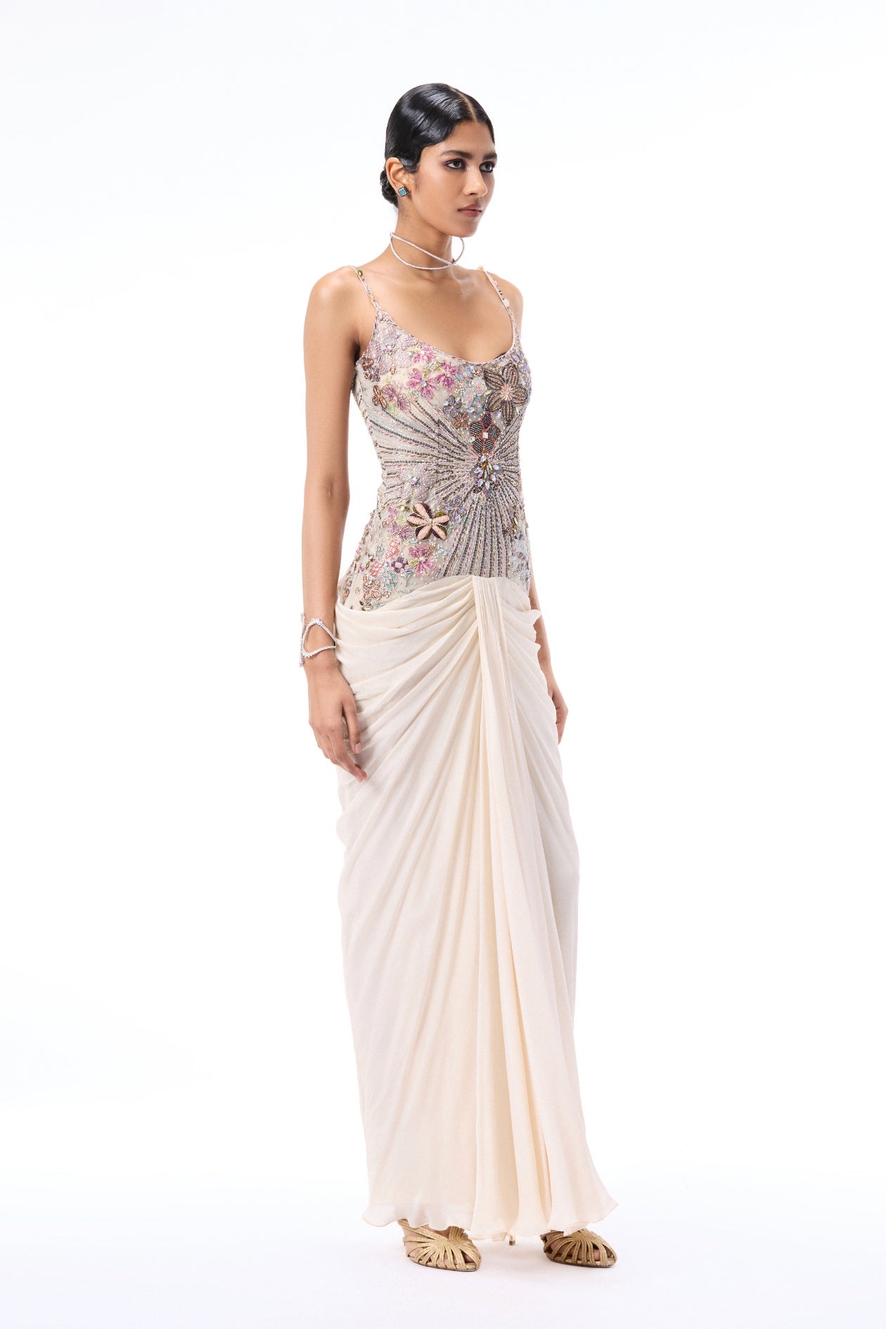 Mistmuse - Ivory Chiffon & Tulle Gown - Ready To Ship