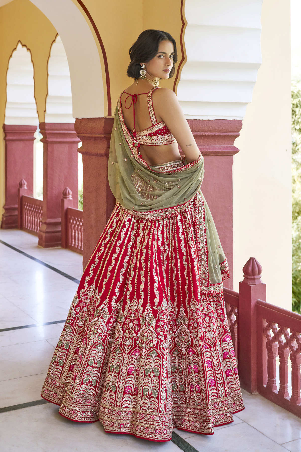 Kindness Embroidered Zardozi Silk Lehenga Set - Red
