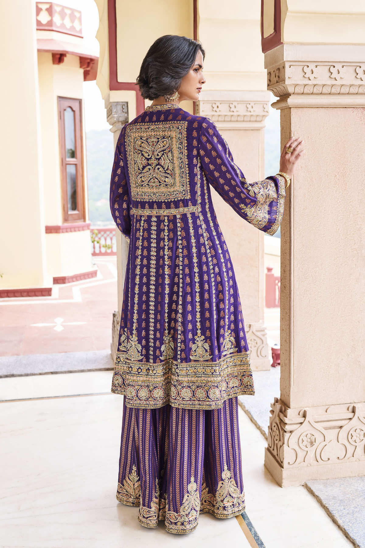 Charisma Woven Benarasi Mul Sharara Set - Purple