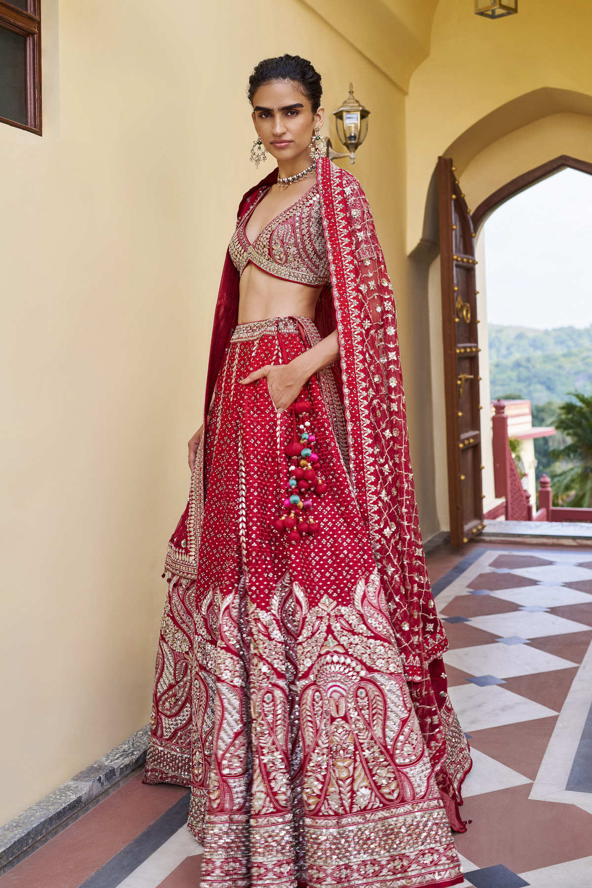 Radiance Gota Patti Silk Lehenga Set - Red