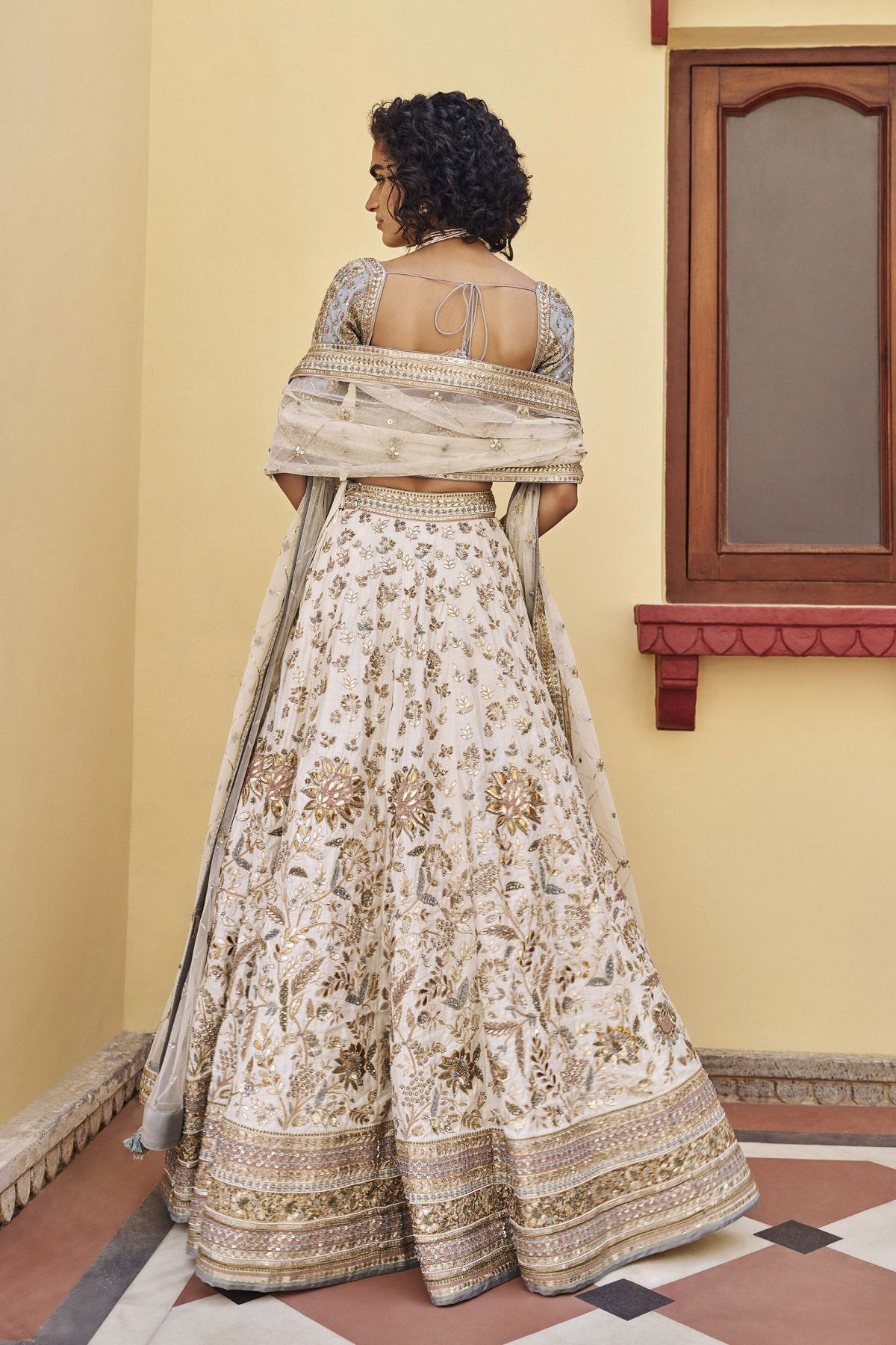 Kinship Gota Patti Silk Lehenga Set - Ivory