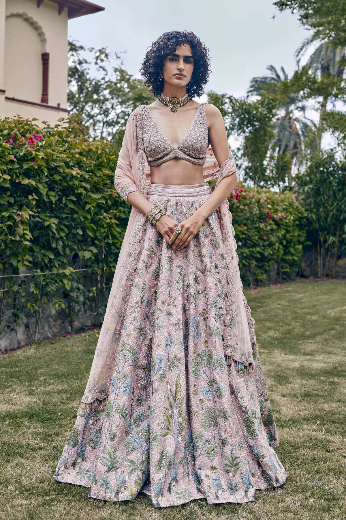 Bloom Hand-painted Pichhwai Lehenga Set - Blush