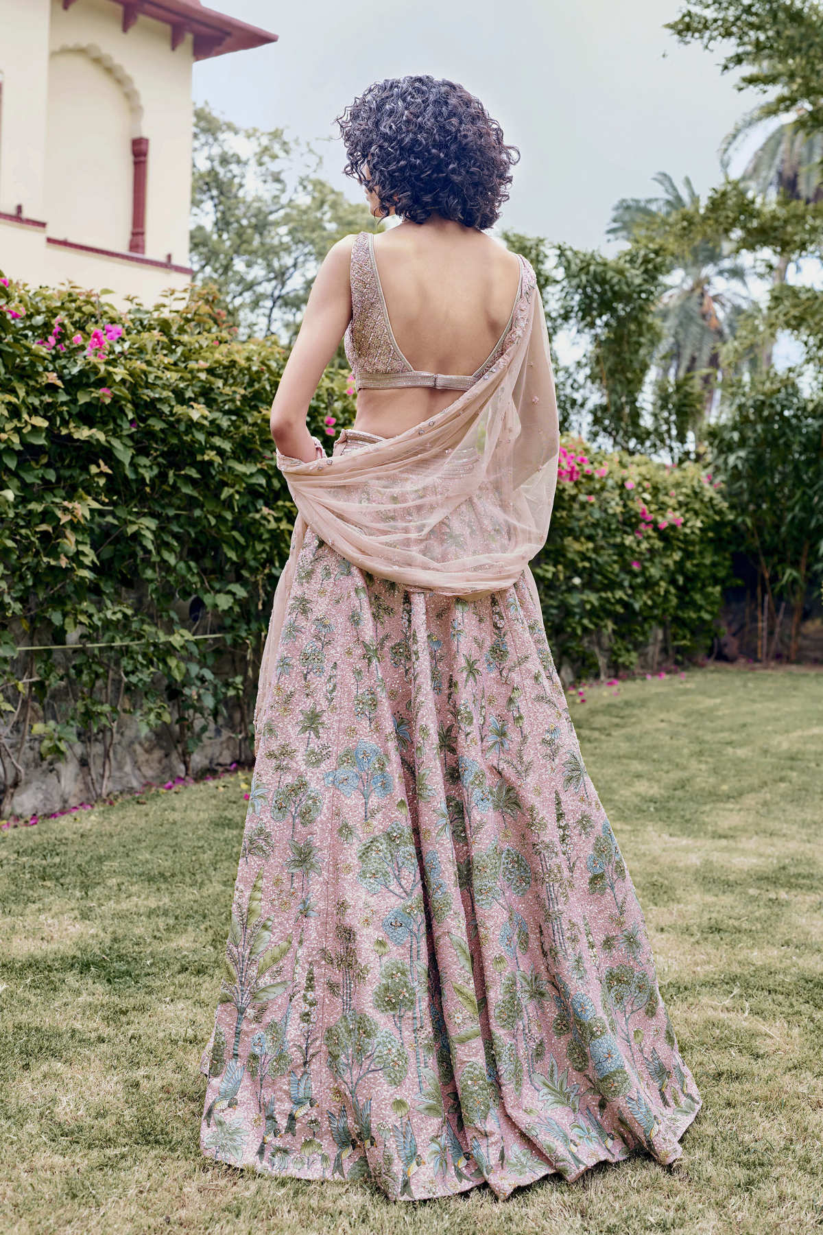 Bloom Hand-painted Pichhwai Lehenga Set - Blush