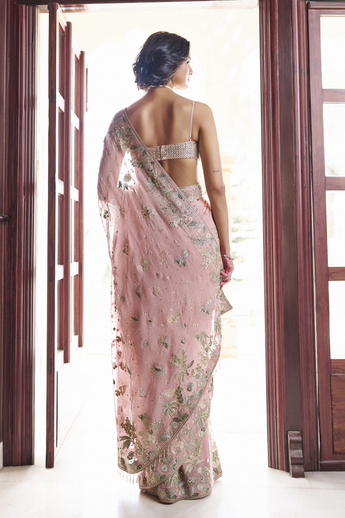 Legacy Embroidered Saree - Blush