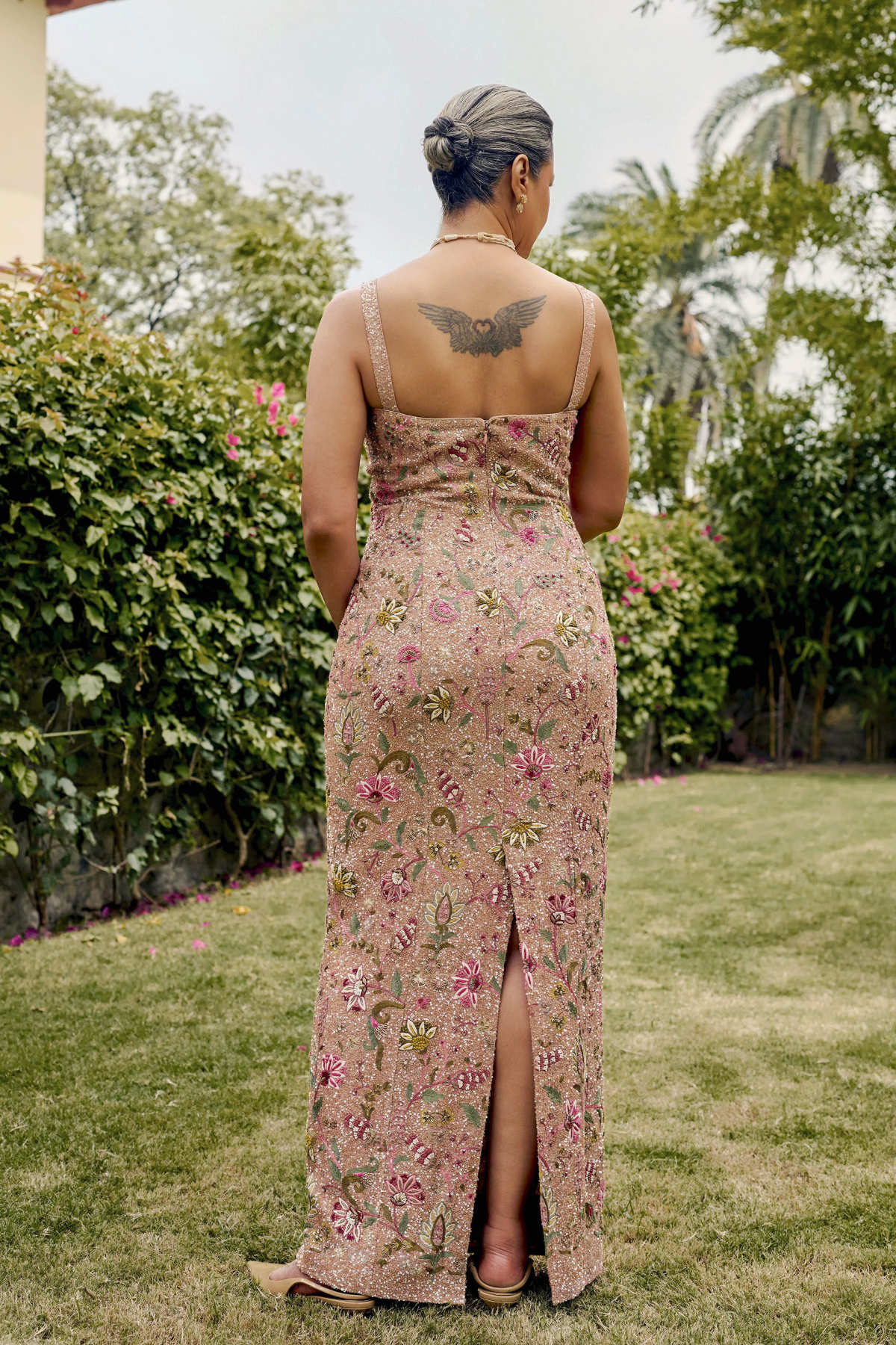 Belonging Embroidered Silk Gown - Blush