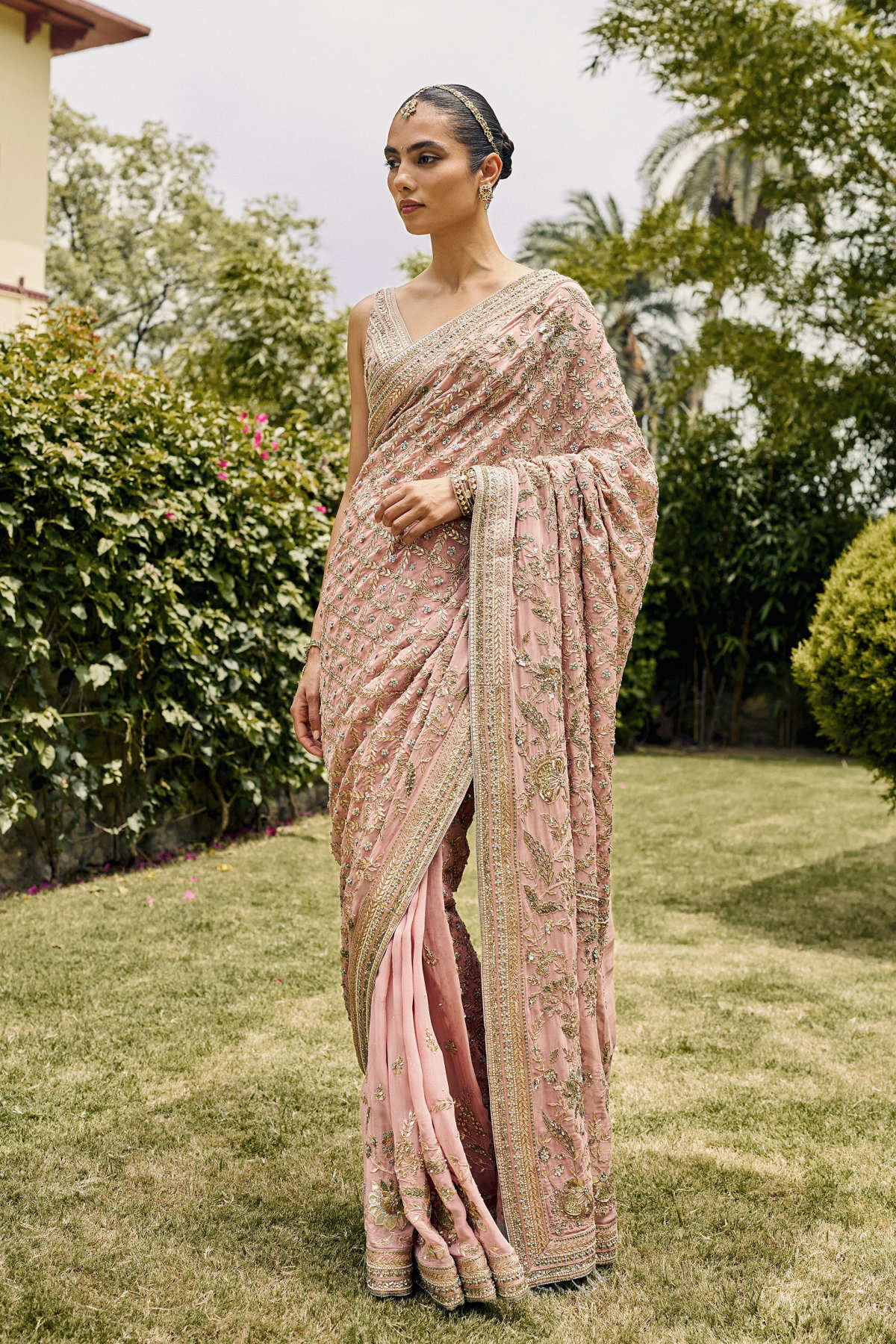 Evermore Gota Patti Saree - Blush