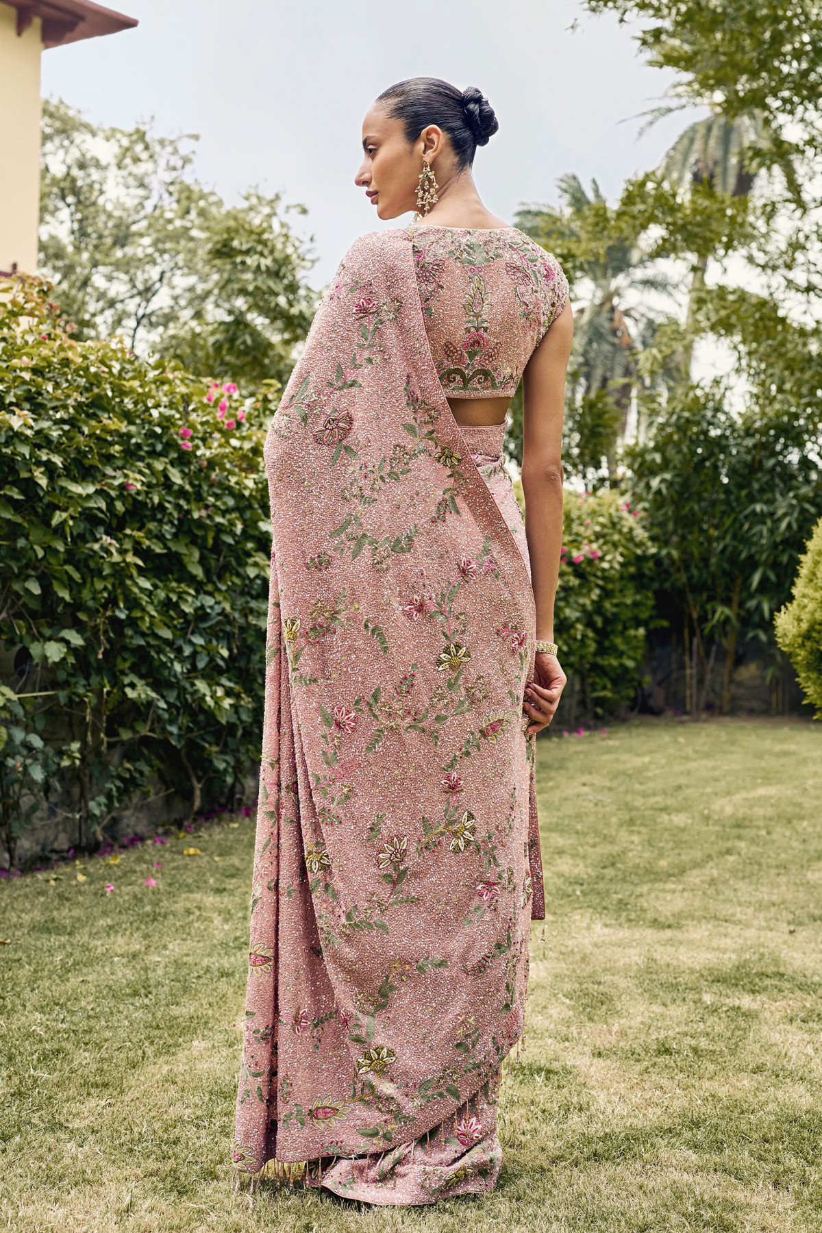 Journey Embroidered Silk Saree - Blush
