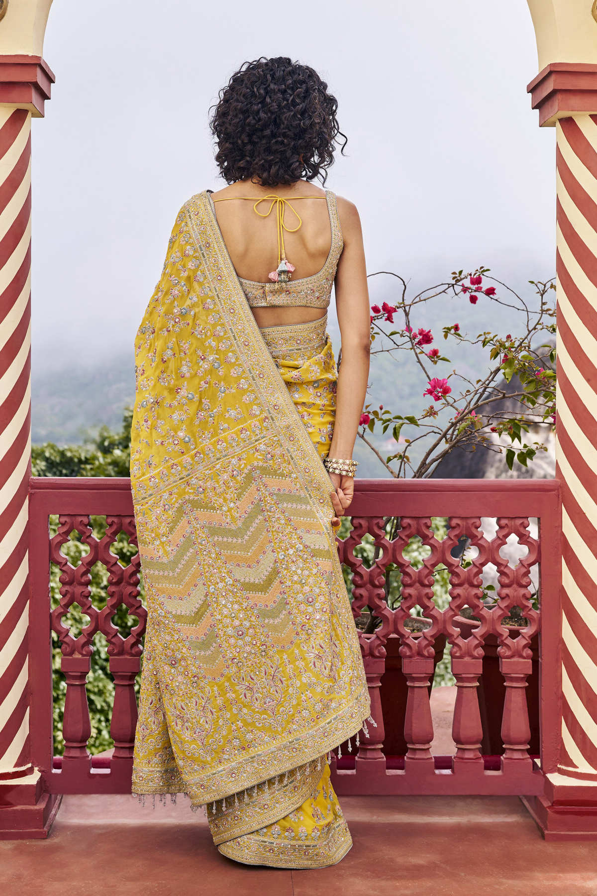 Emergence Embroidered Saree - Yellow