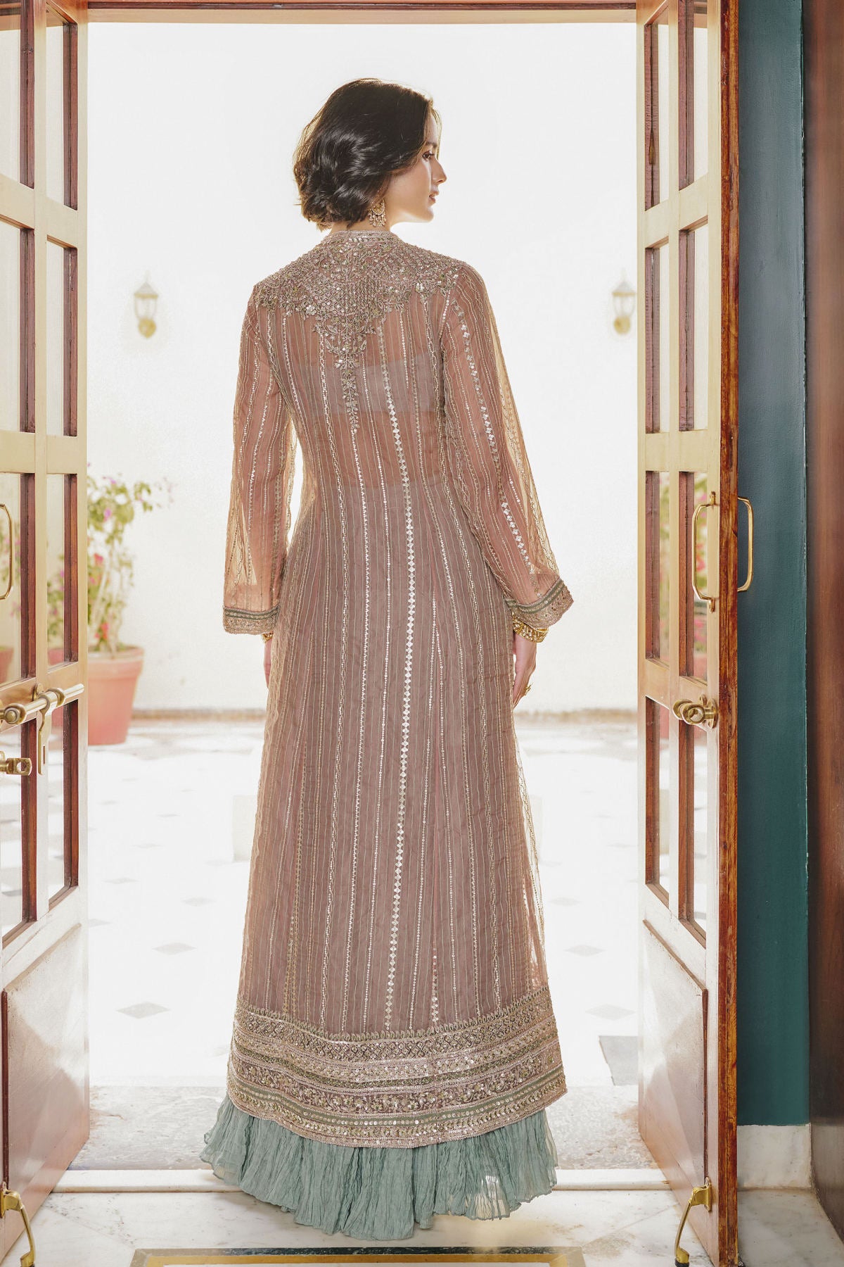 Aglow Handwoven Maheshwari Suit Set - Pink