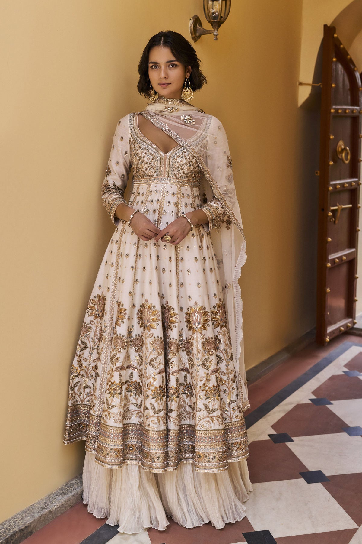 Eternity Gota Patti Lehenga Set - Ivory
