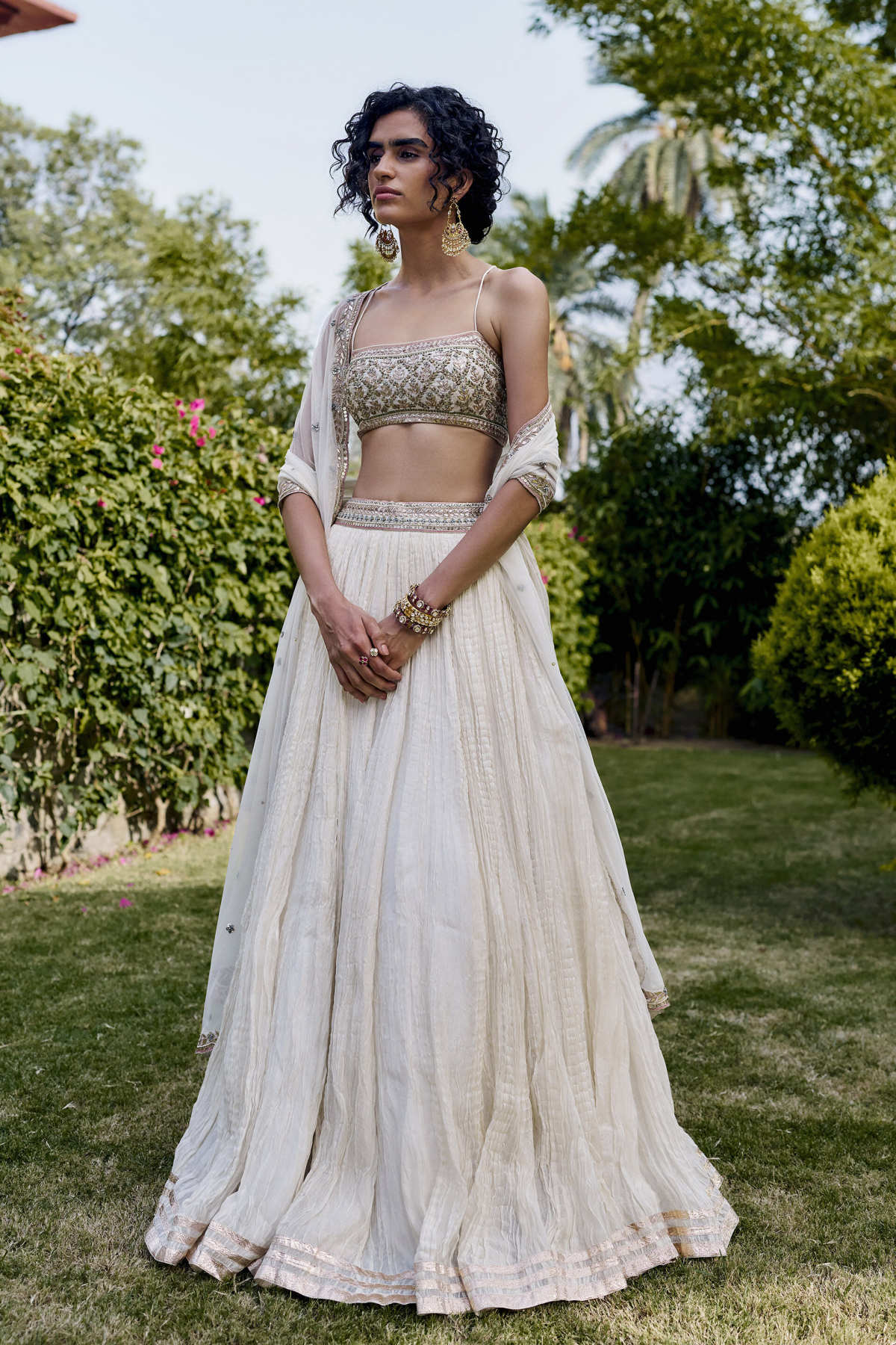Heirloom Gota Patti Mul Lehenga Set - Ivory