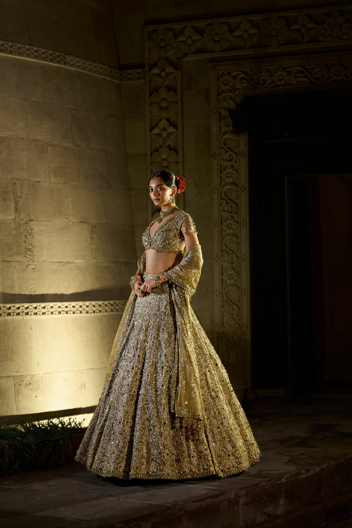 Antique Emerald Lehenga Set