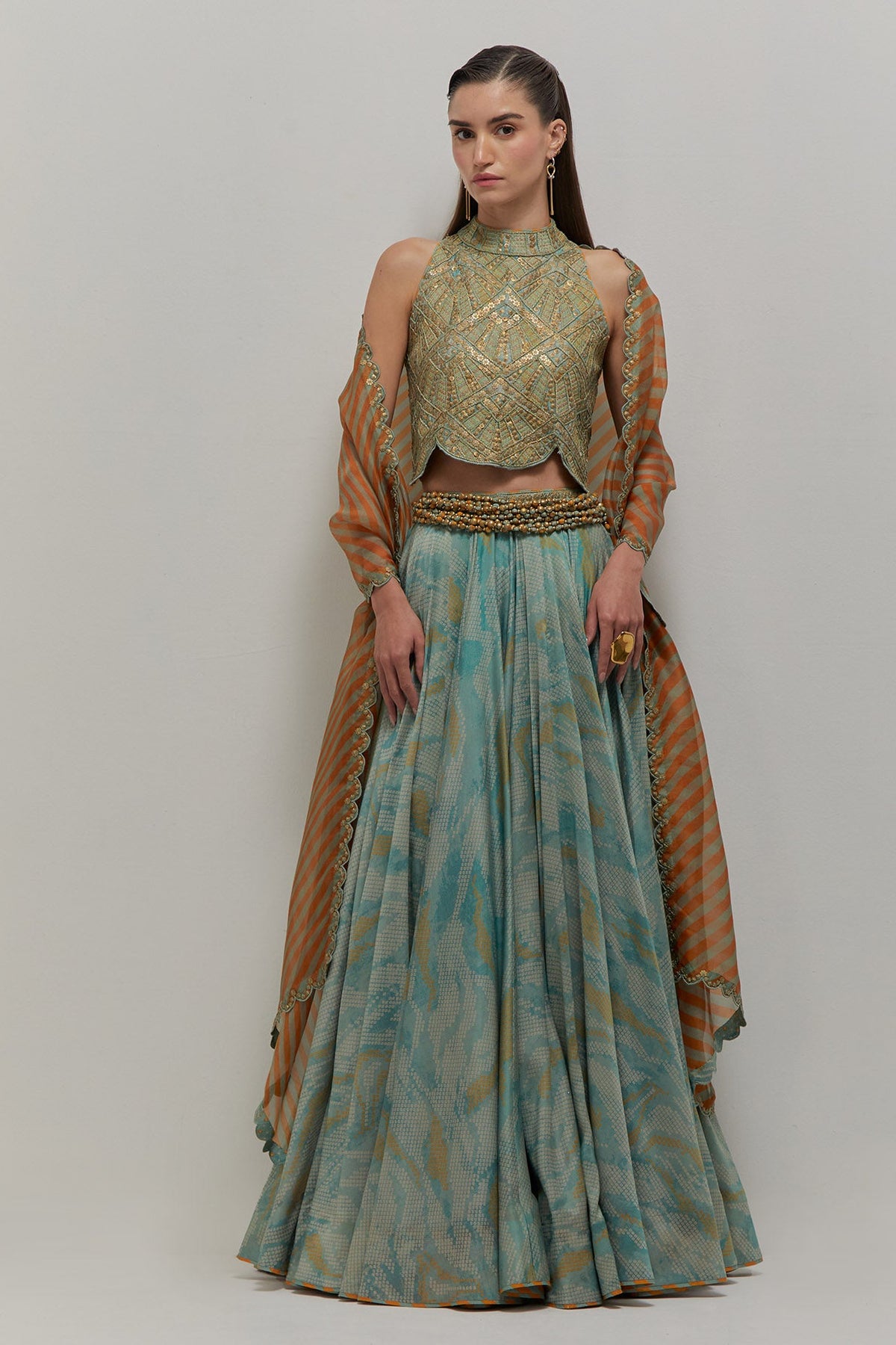 Artistic Scallop Top & Lehanga Set