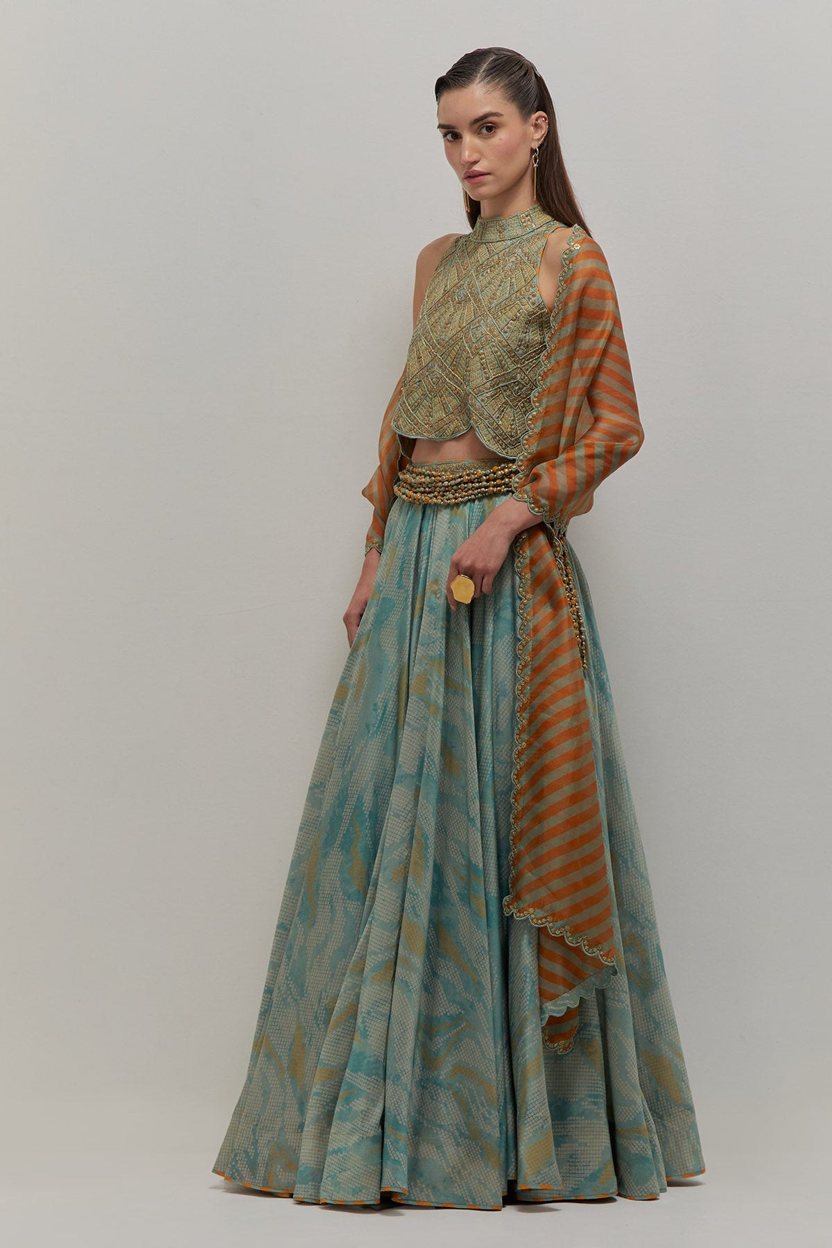 Artistic Scallop Top & Lehanga Set
