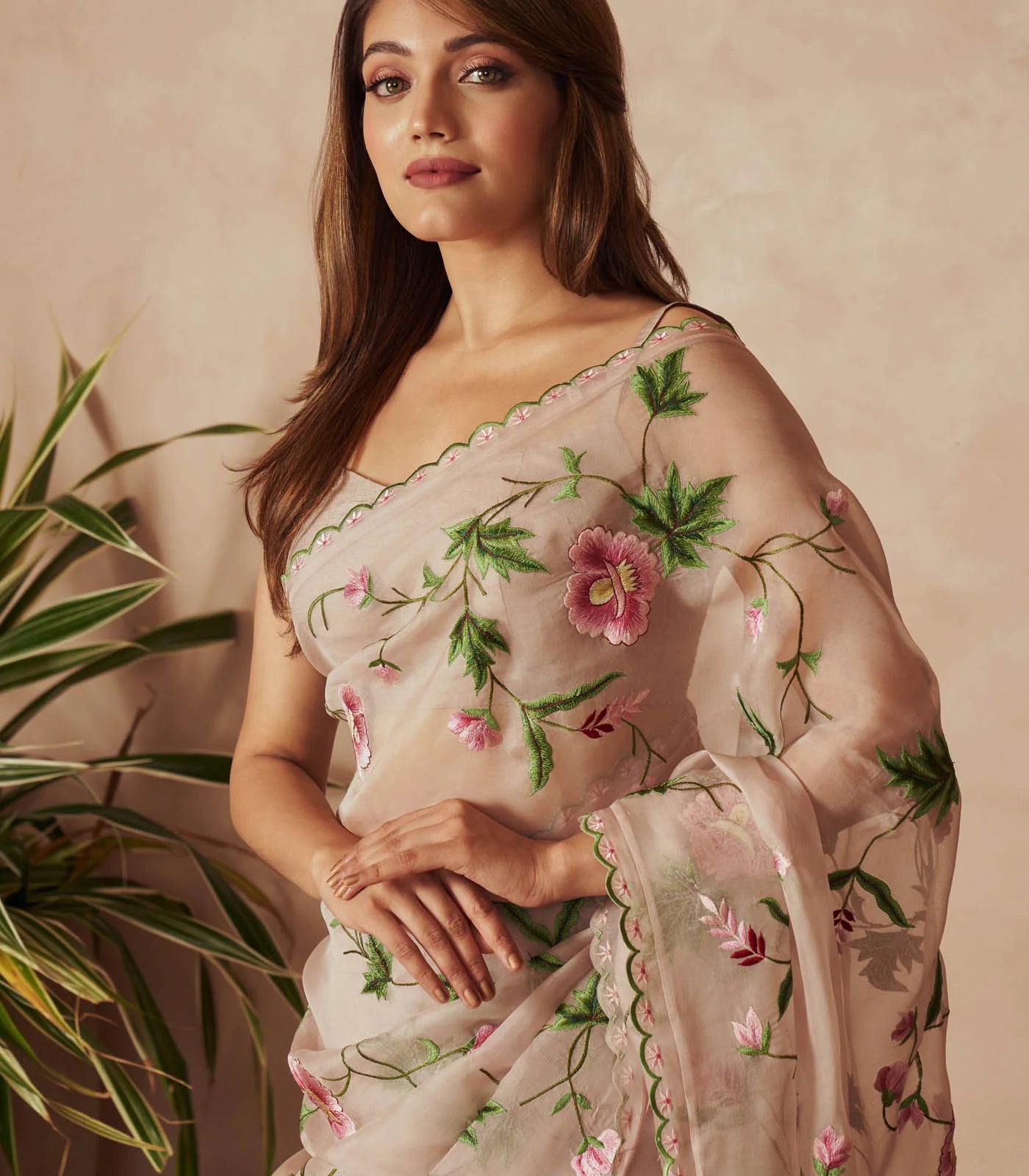 POWDER PINK SAREE SET