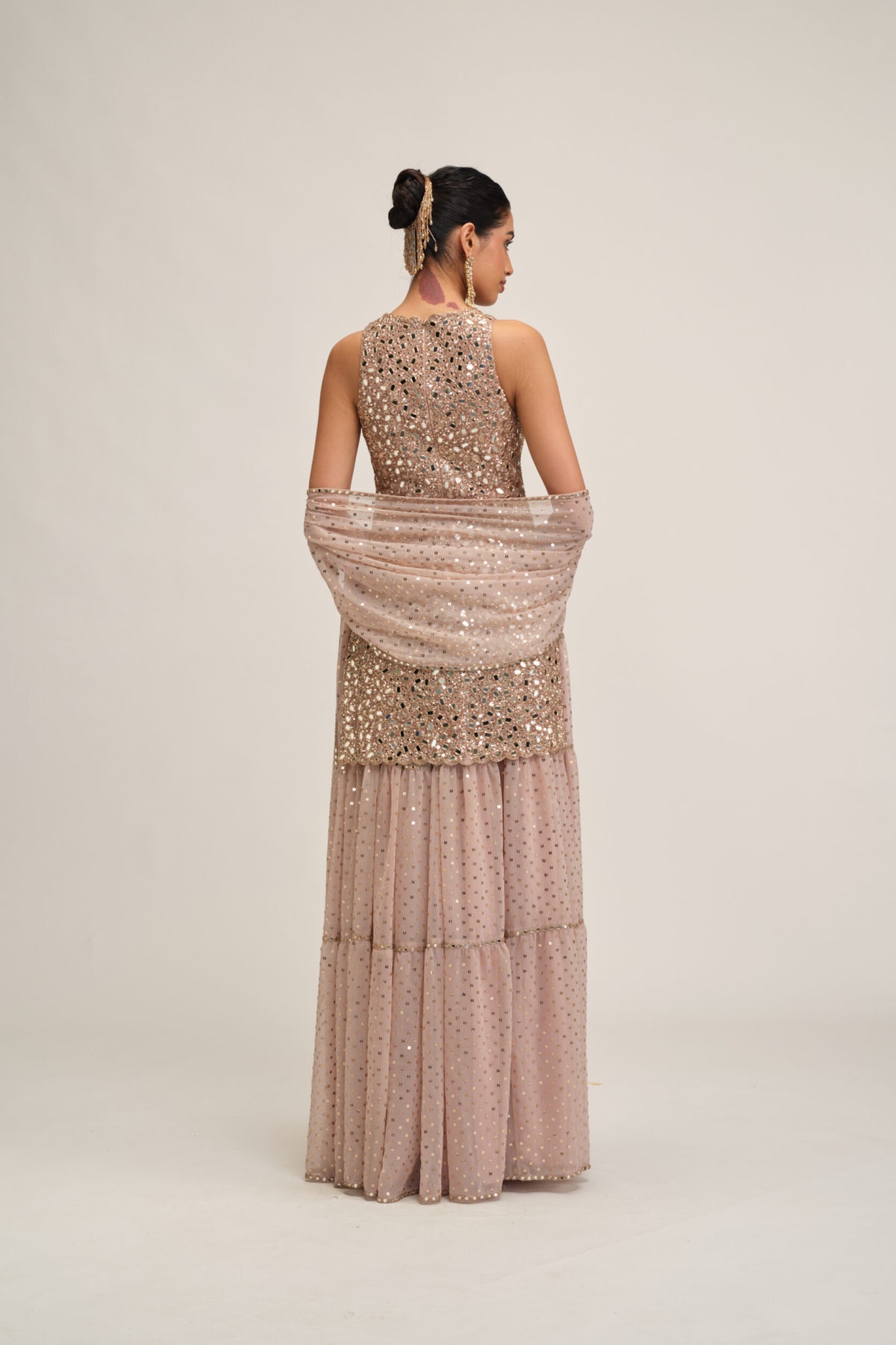Ash Pink Kurta Sharara Set