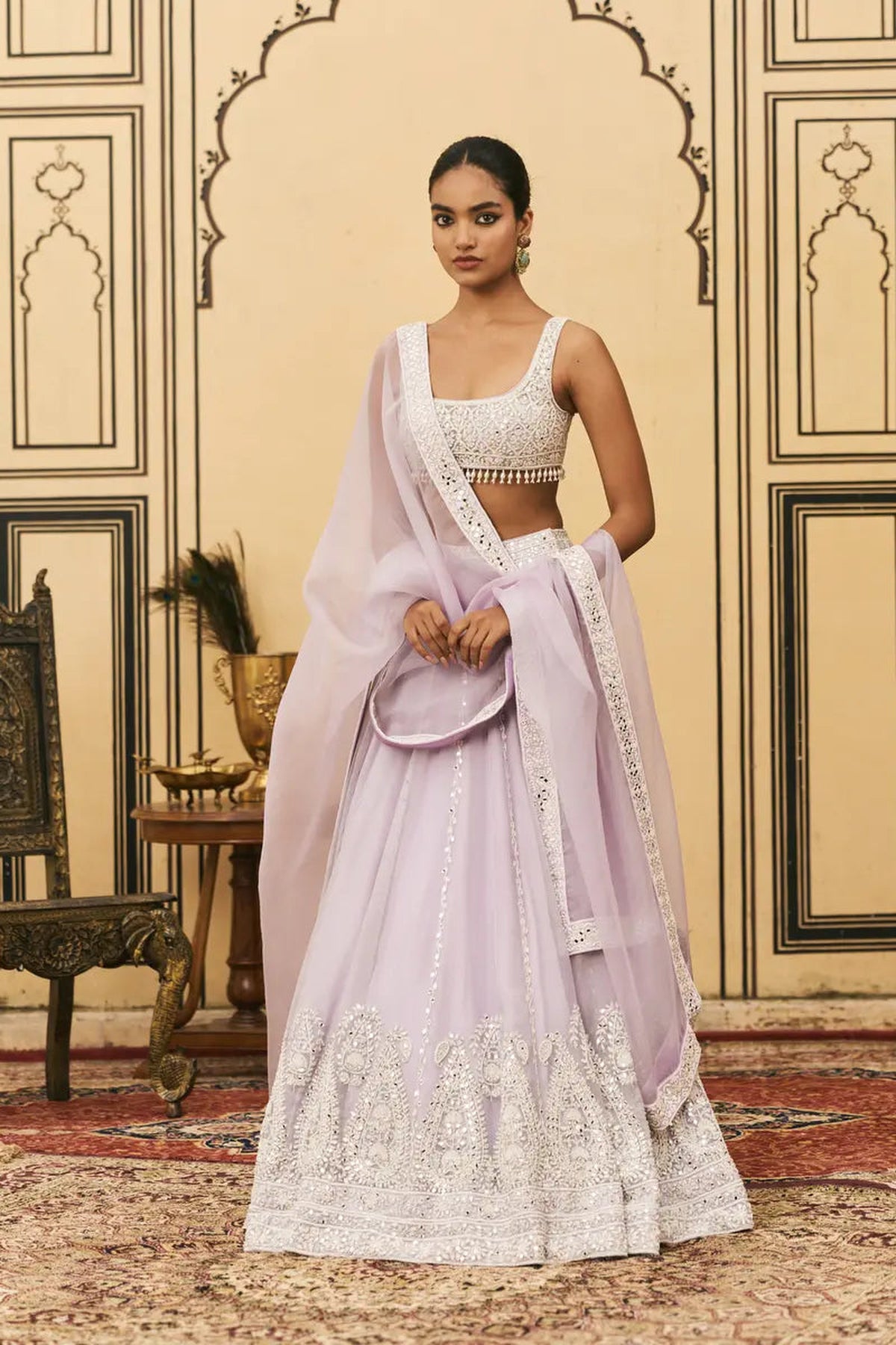 Baingani Organza Lehenga Set