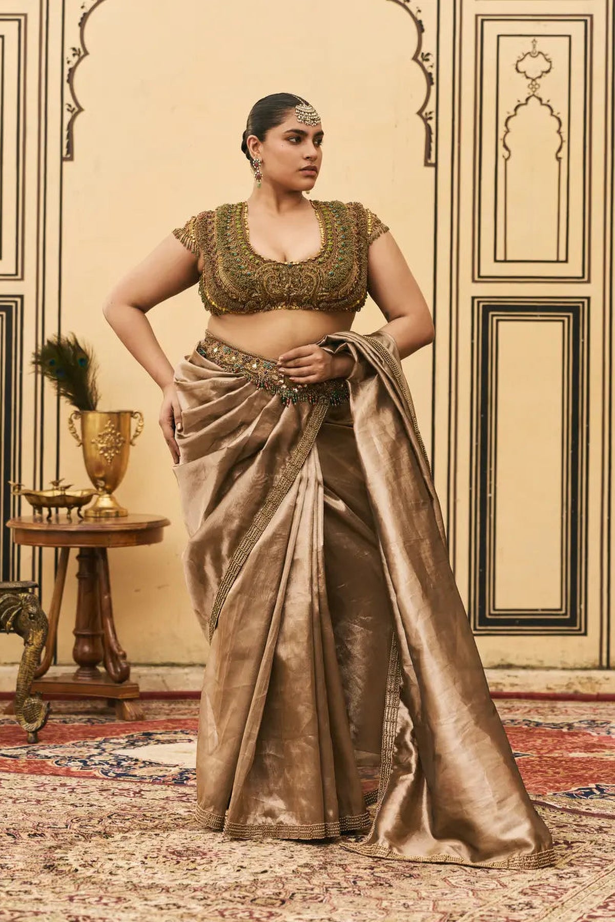 Bhoori Tissue Jadaau Saree Set